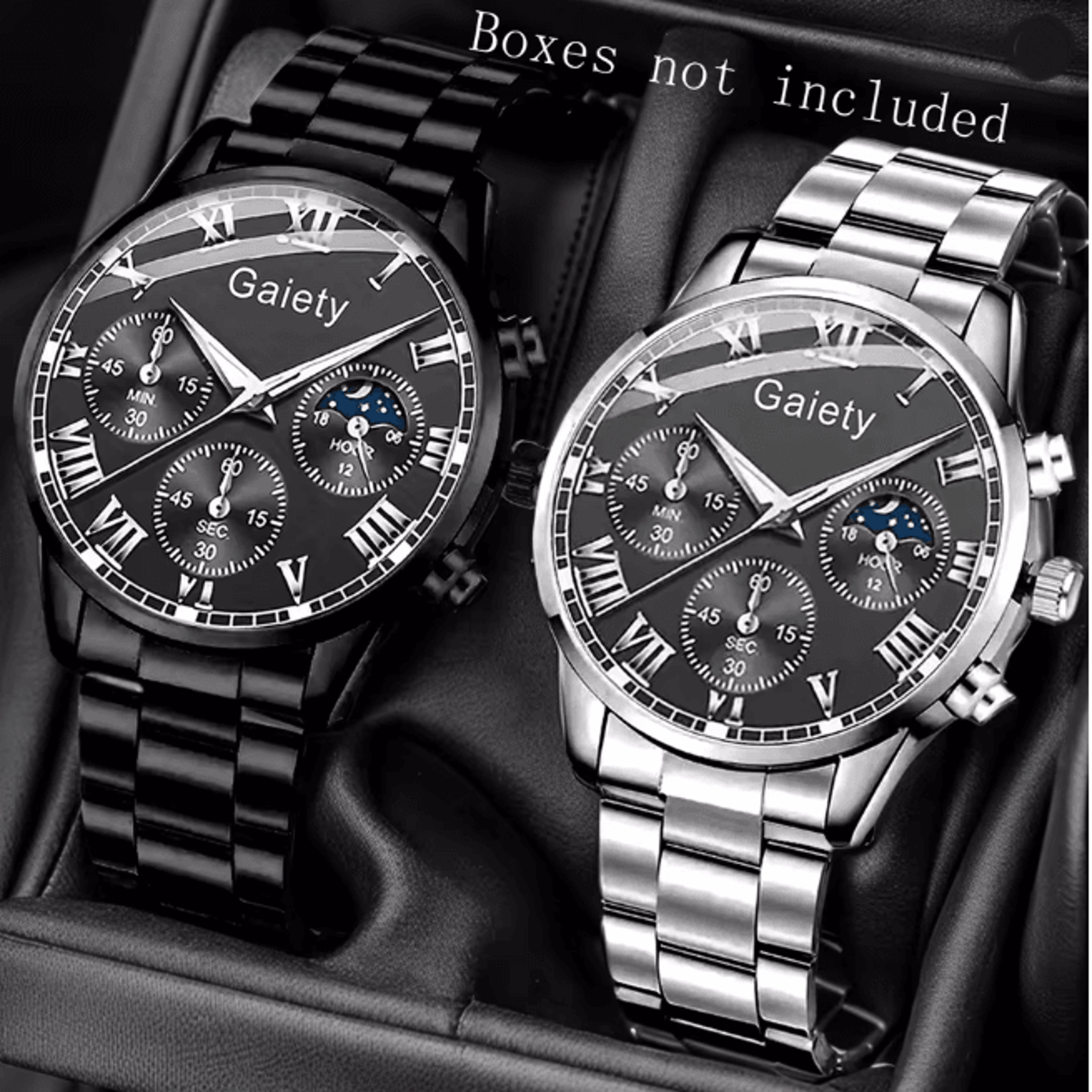 Couple Leather Quartz Watch Set Simple Casual Dial 12