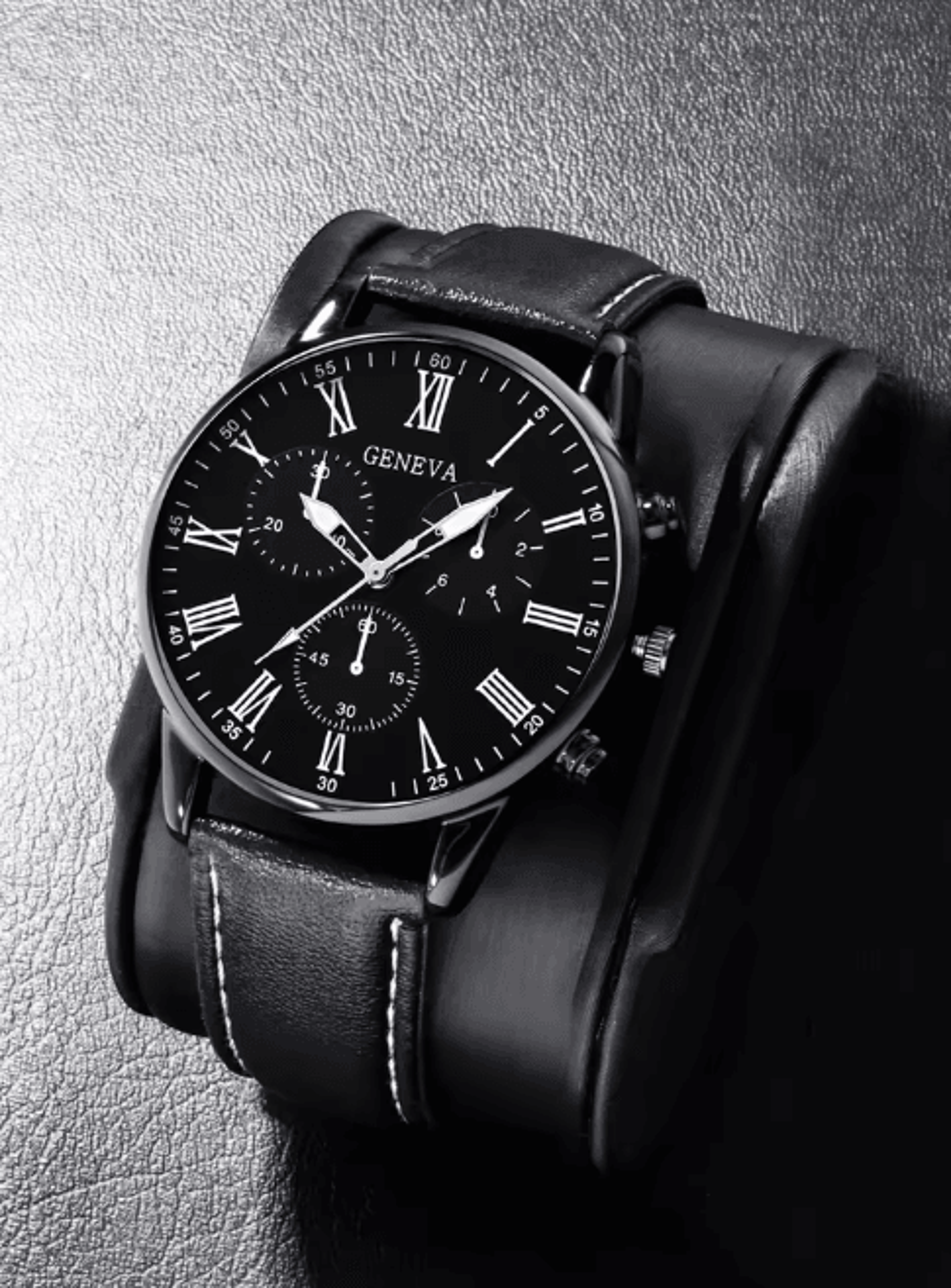 Couple Leather Quartz Watch Set Simple Casual Dial 7