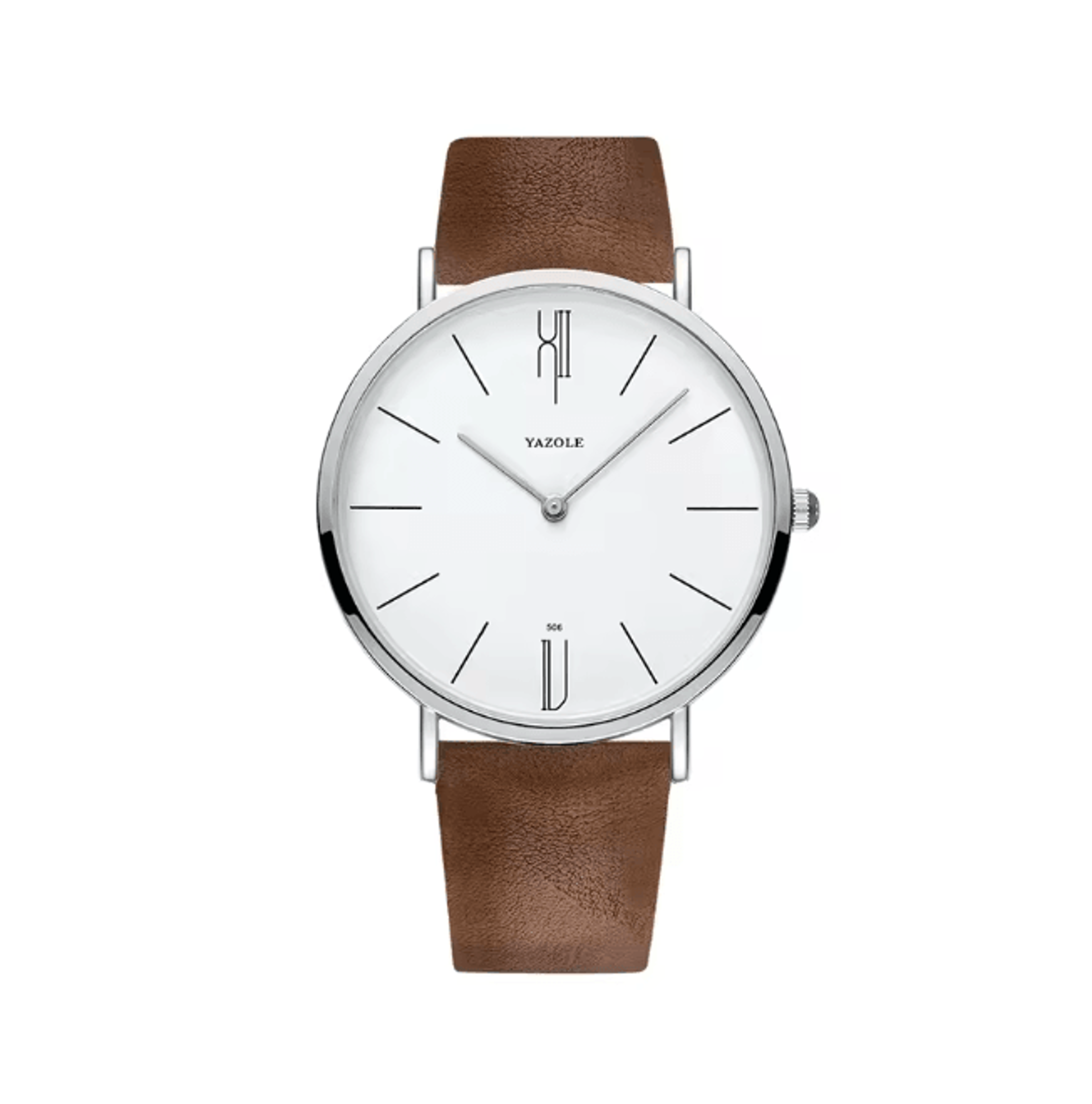 Mens Military Style Quartz Watch Genuine Leather Strap 8