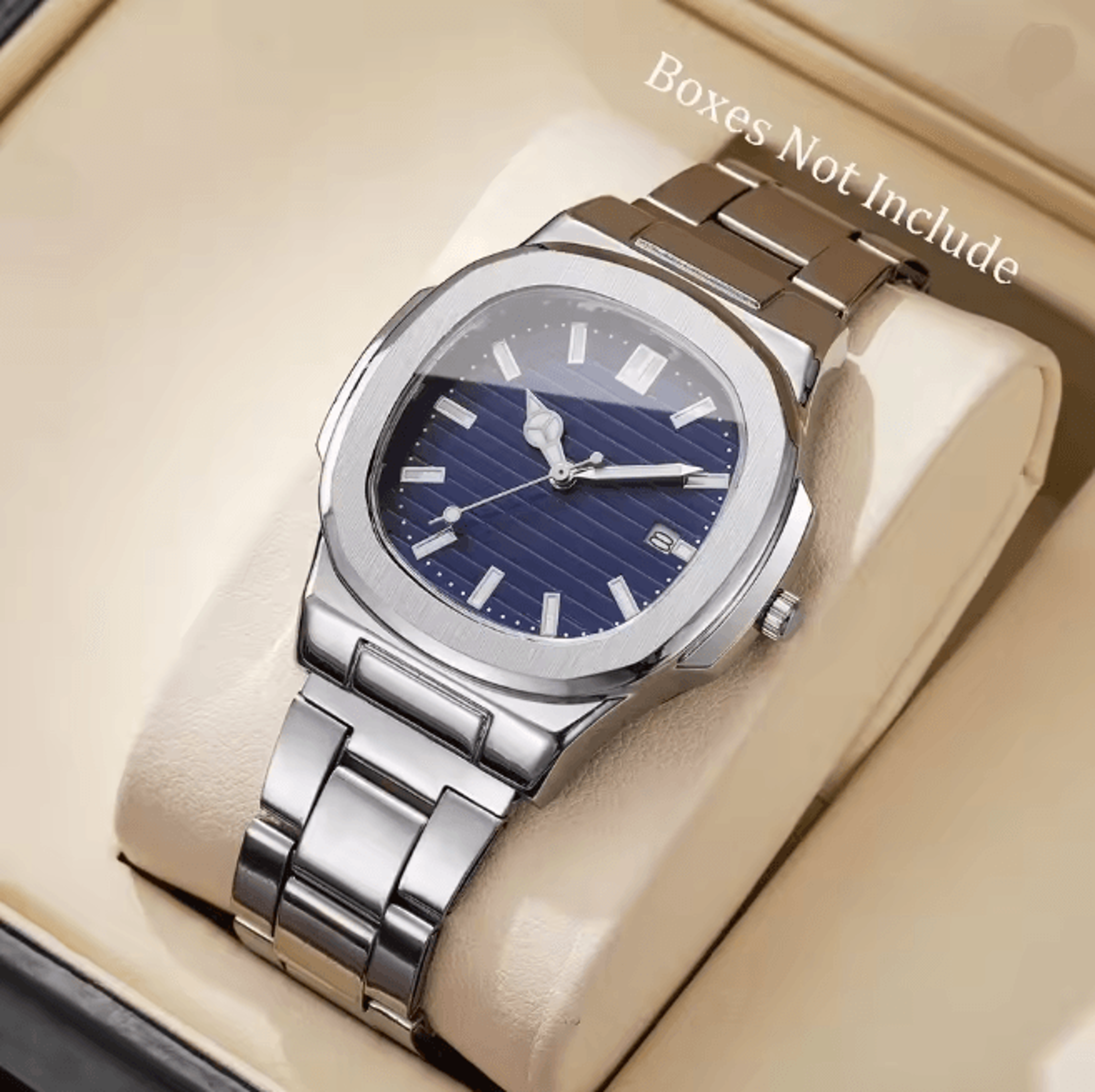 Luxury Square Dial Mens Quartz Watch Stainless Steel Business Style 10