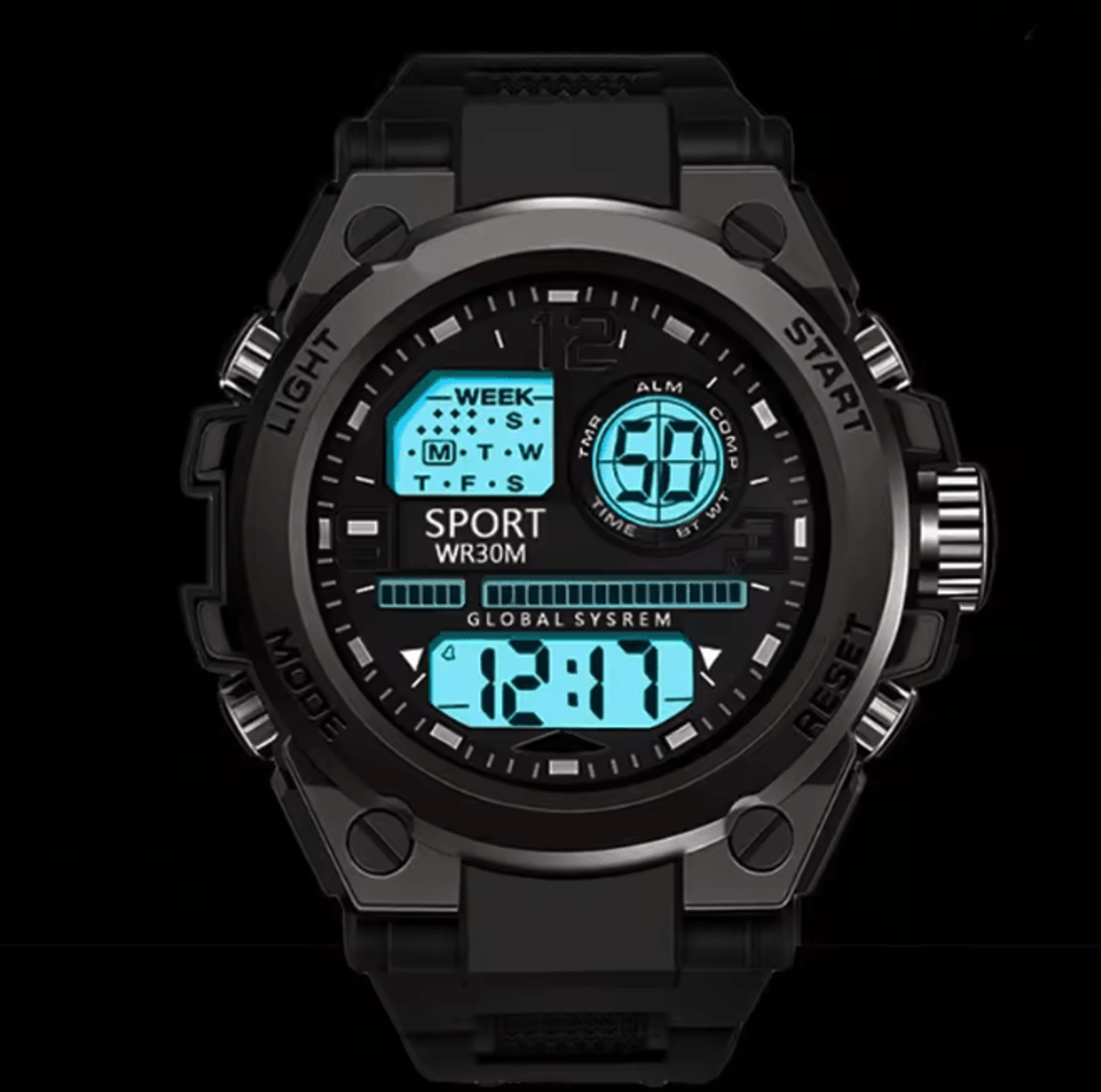 Mens Multifunction LED Sports Watch Waterproof Luminous 2