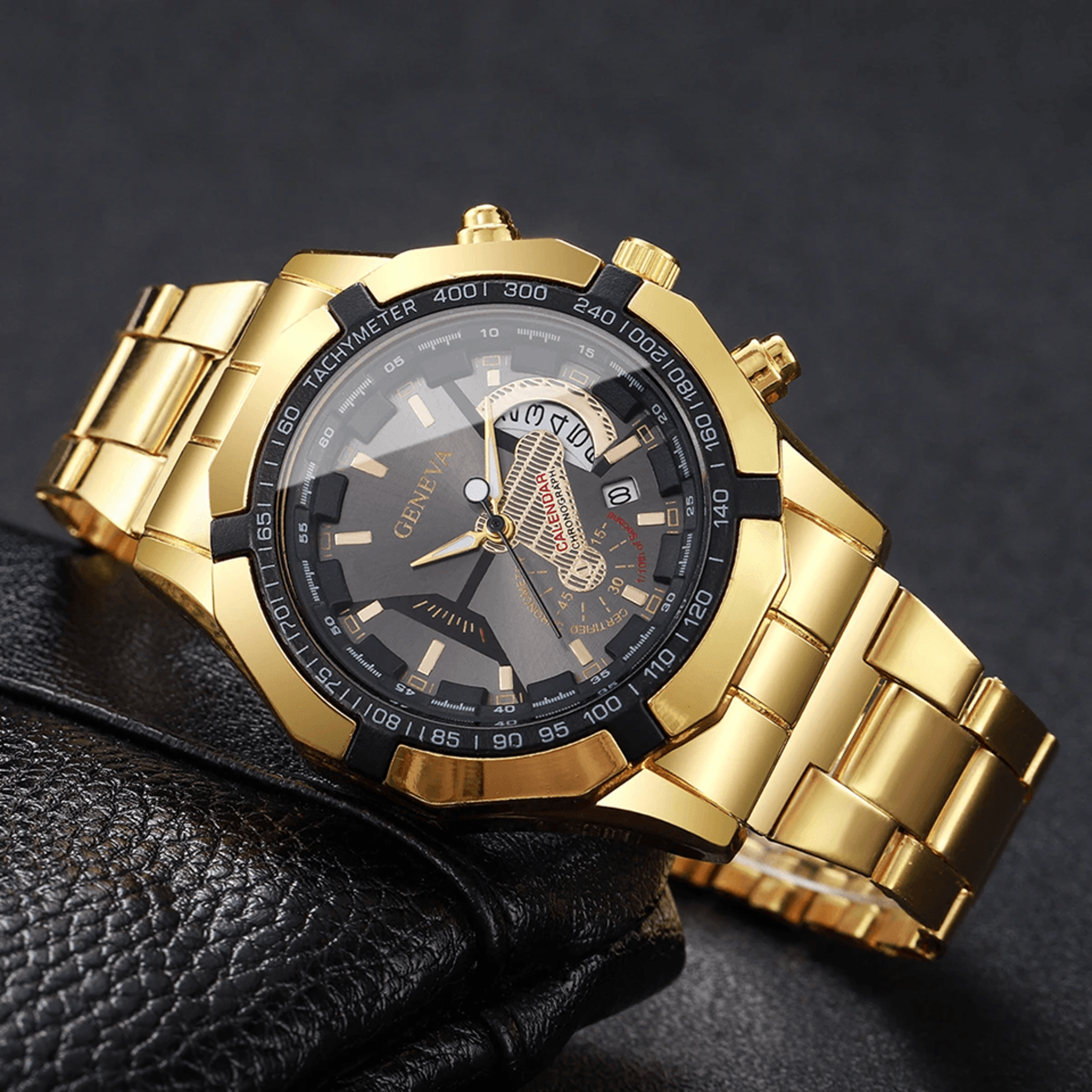 Luxury Large Dial Mens Quartz Watch Business Calendar Style 1
