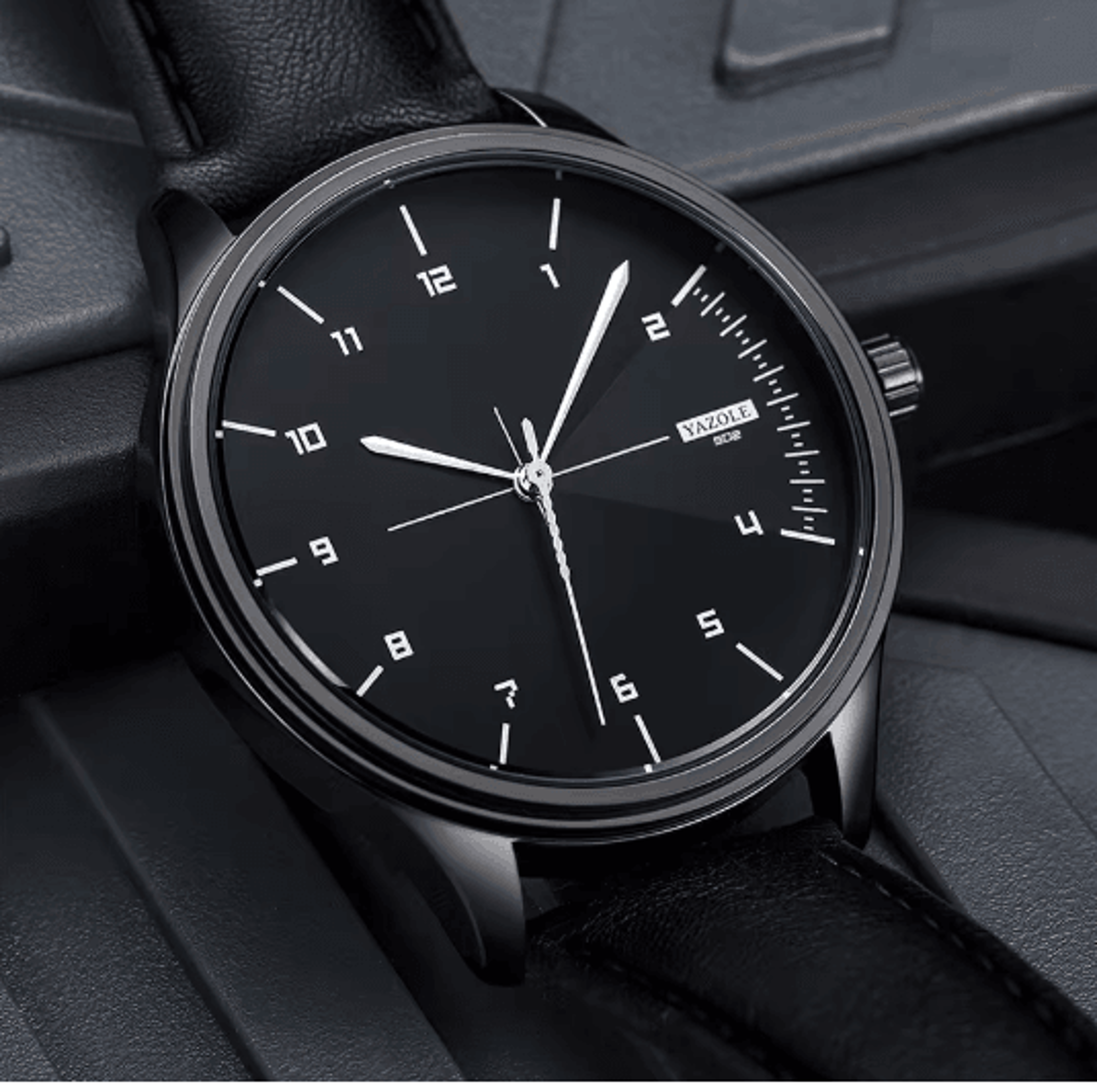 YAZOLE Mens Leather Quartz Watch Casual Sport Style 4