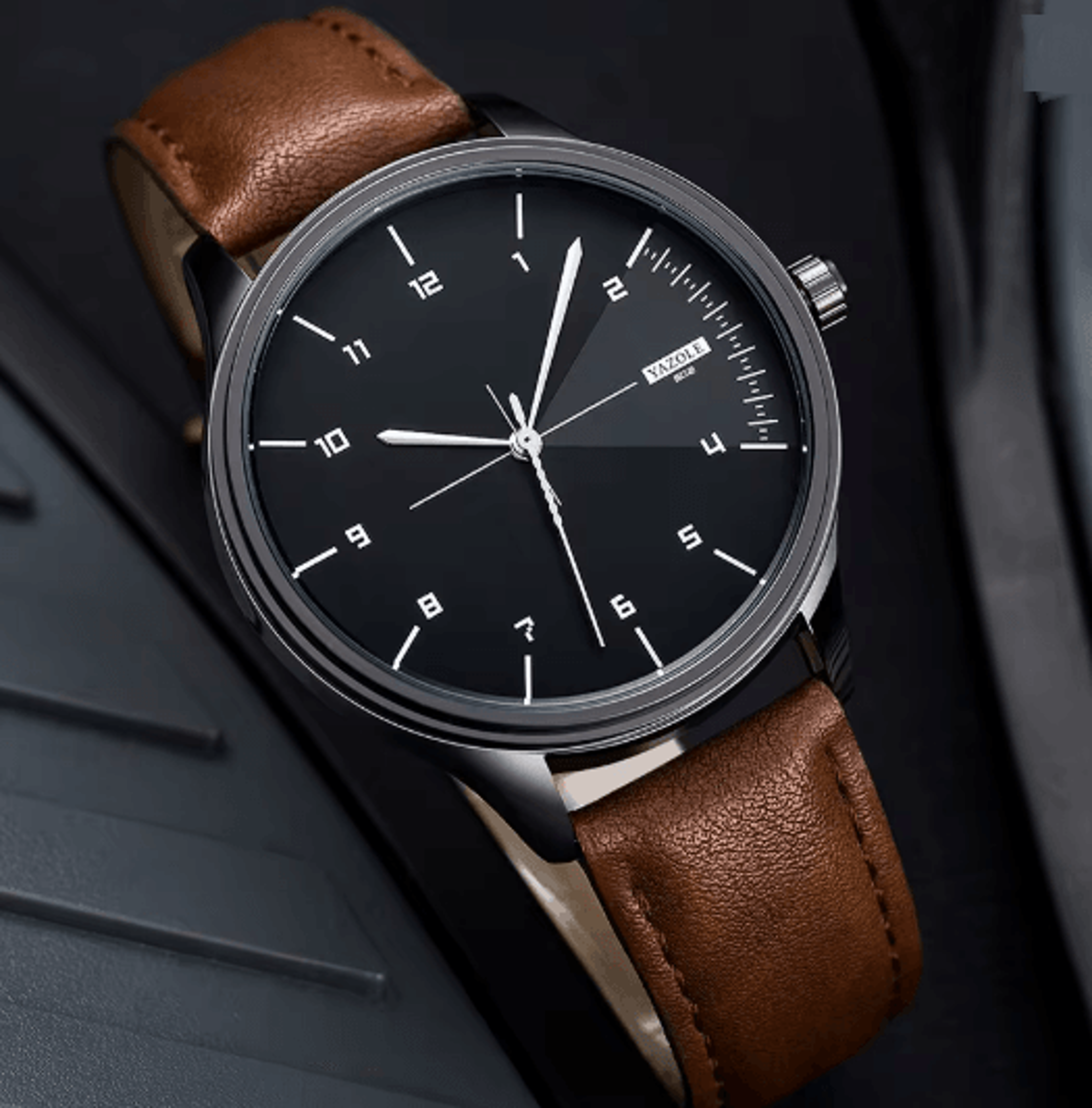 YAZOLE Mens Leather Quartz Watch Casual Sport Style 5