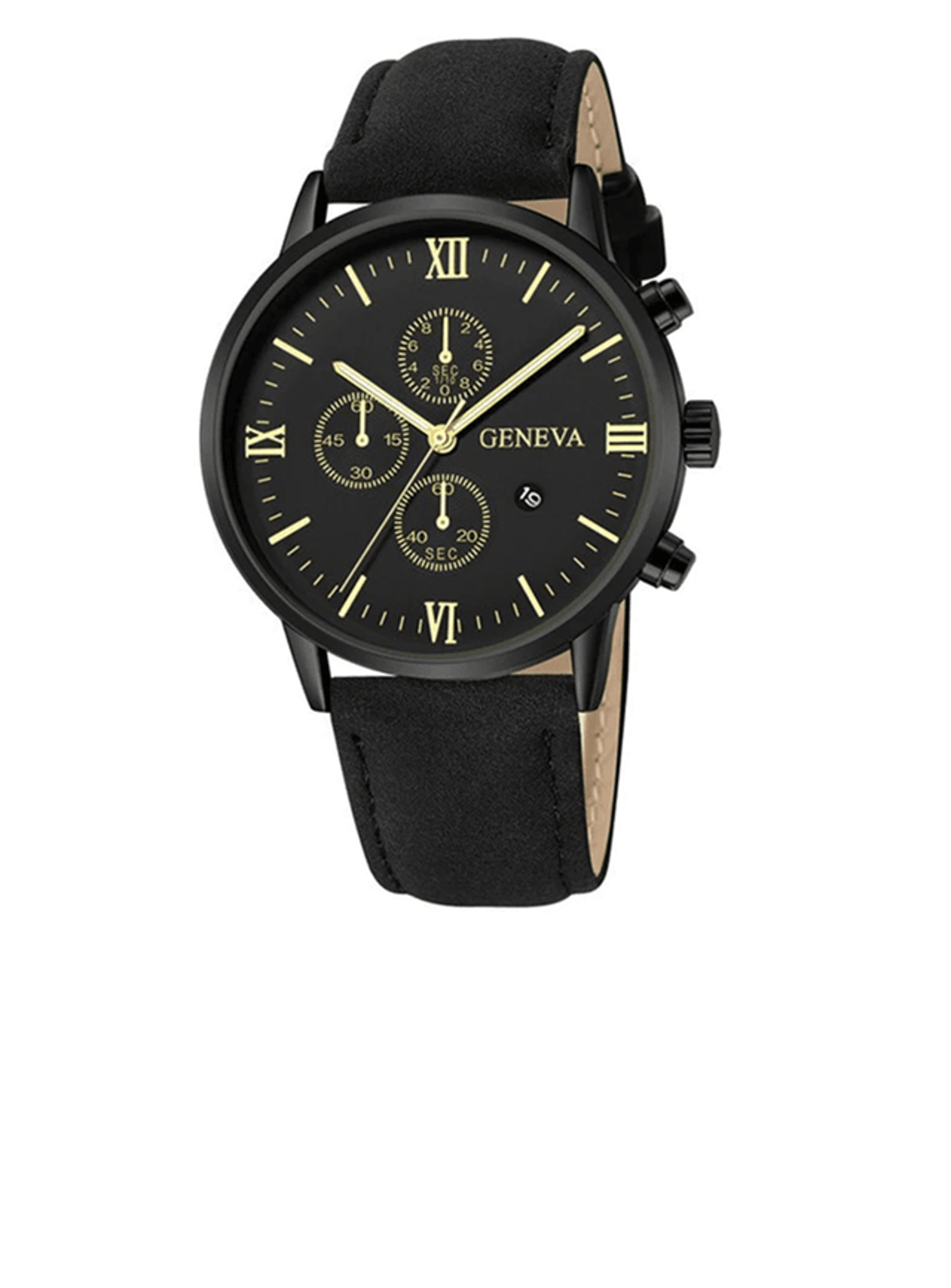 Mens Casual Leather Quartz Watch With Calendar 5