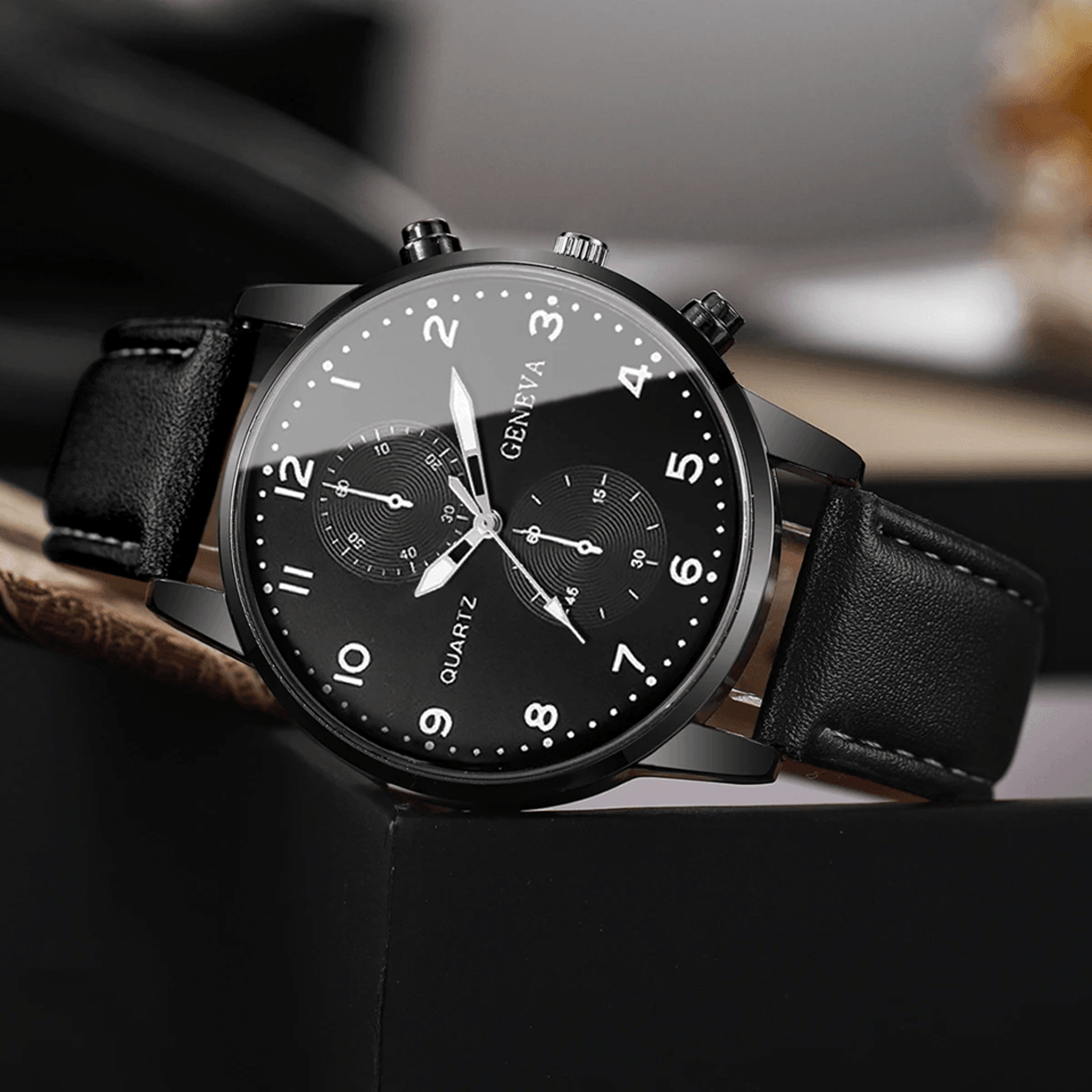Mens Business Quartz Watch Casual Leather Strap Style 2