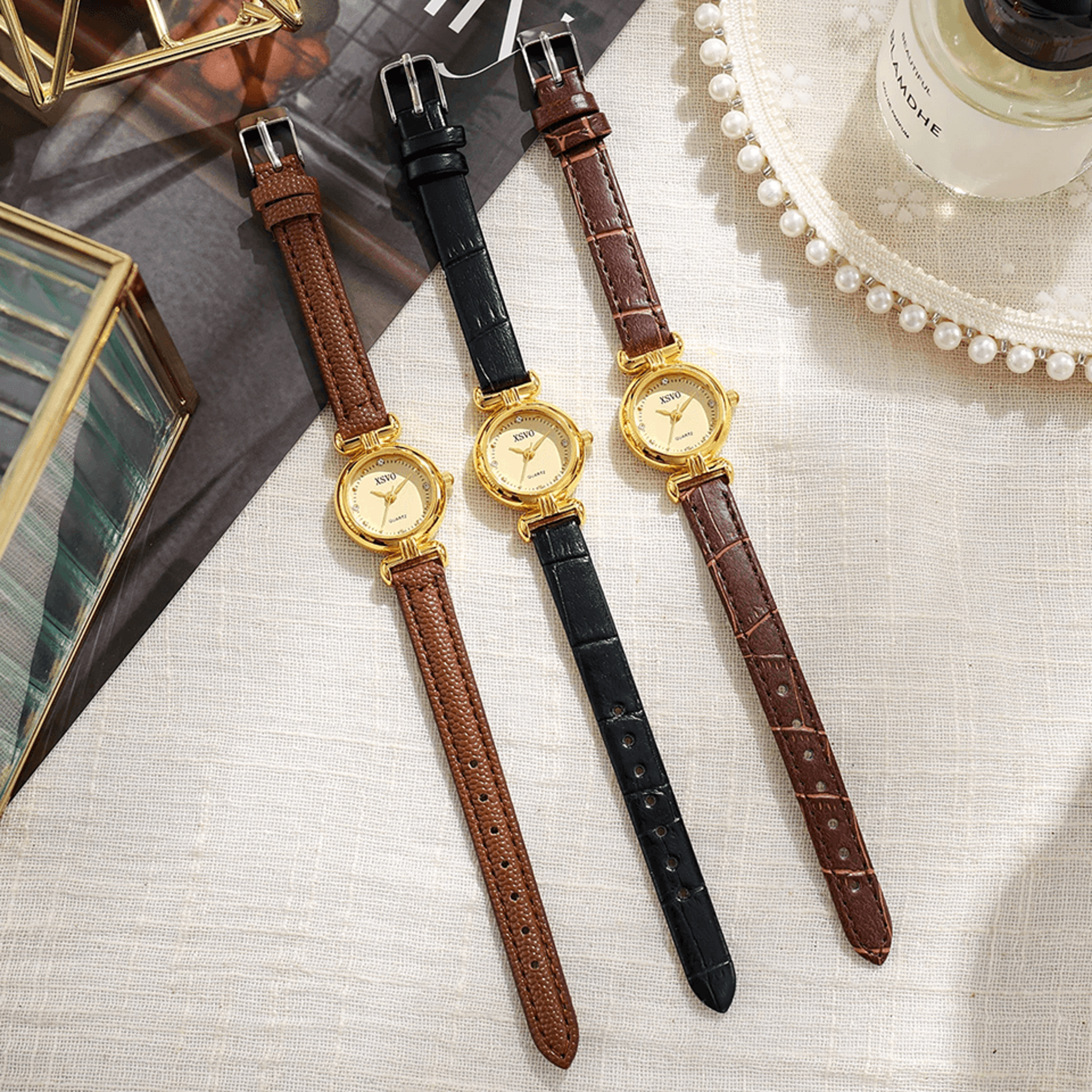Minimal Small Dial Quartz Watch Slim Leather Strap 0