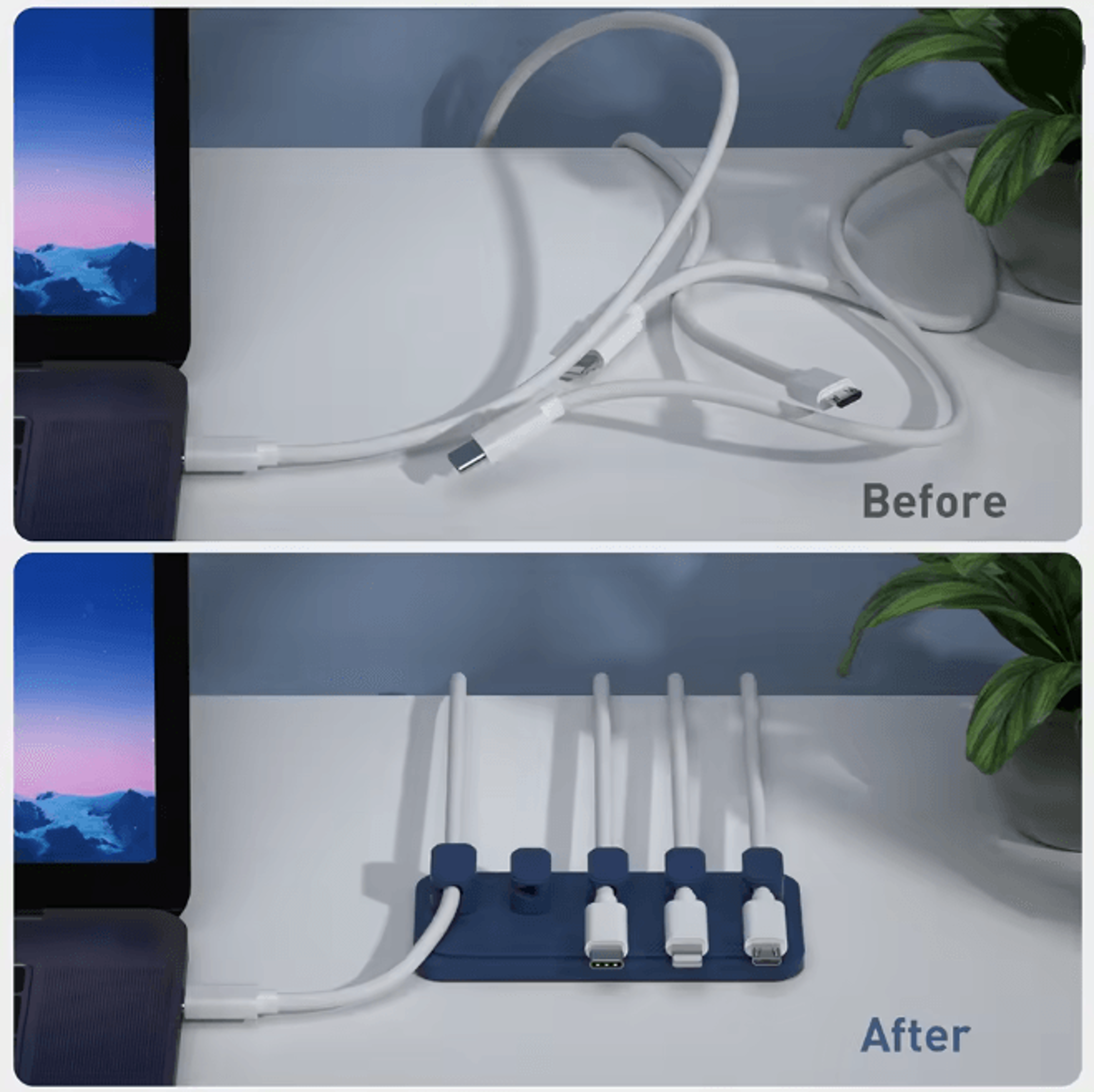 Magnetic Cable Organizer Clips Silicone Wire Holder For Car And Desk 3