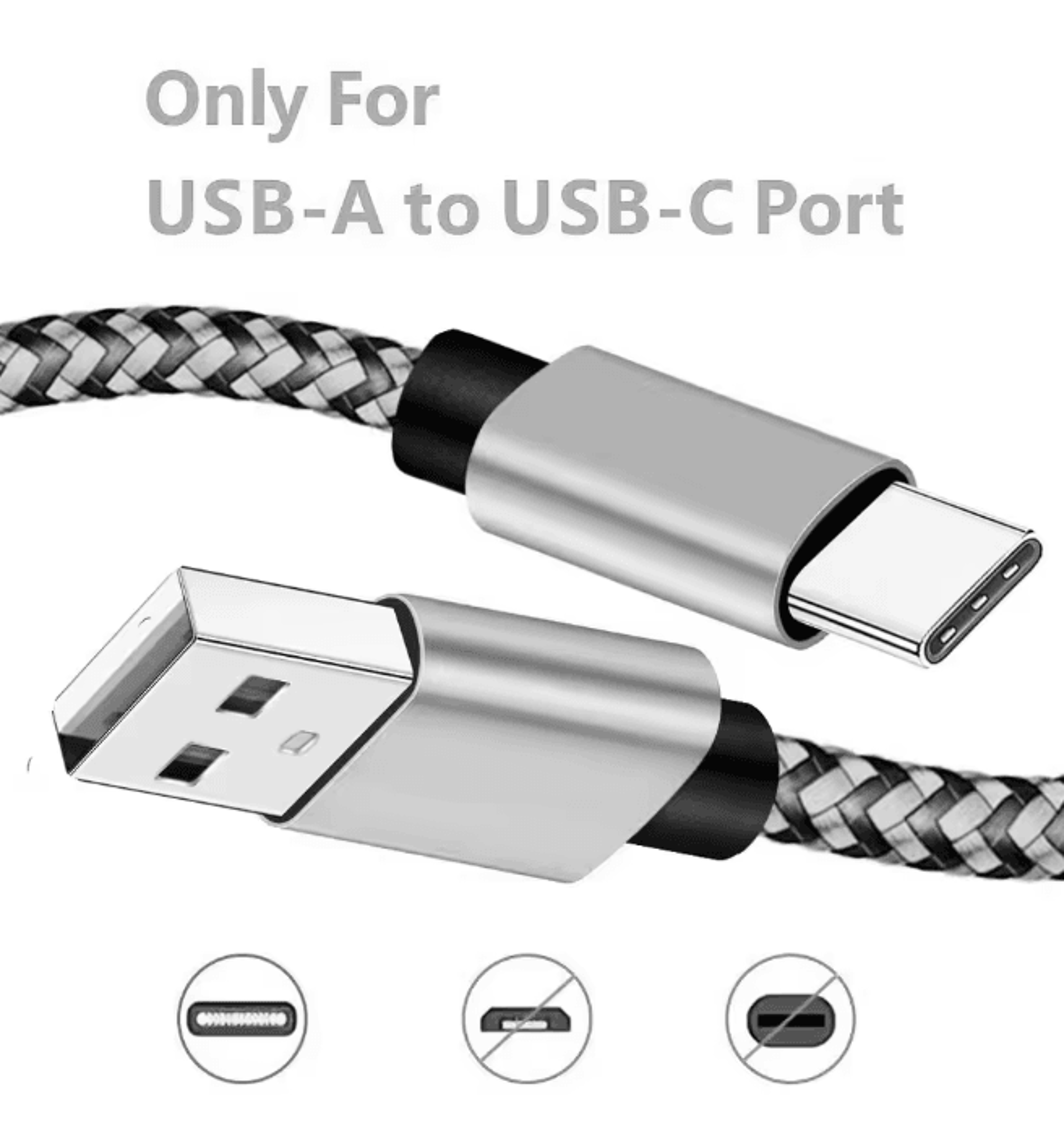 FlexCharge USB C Fast Charging Cable Nylon Braided Data Sync Cord 1