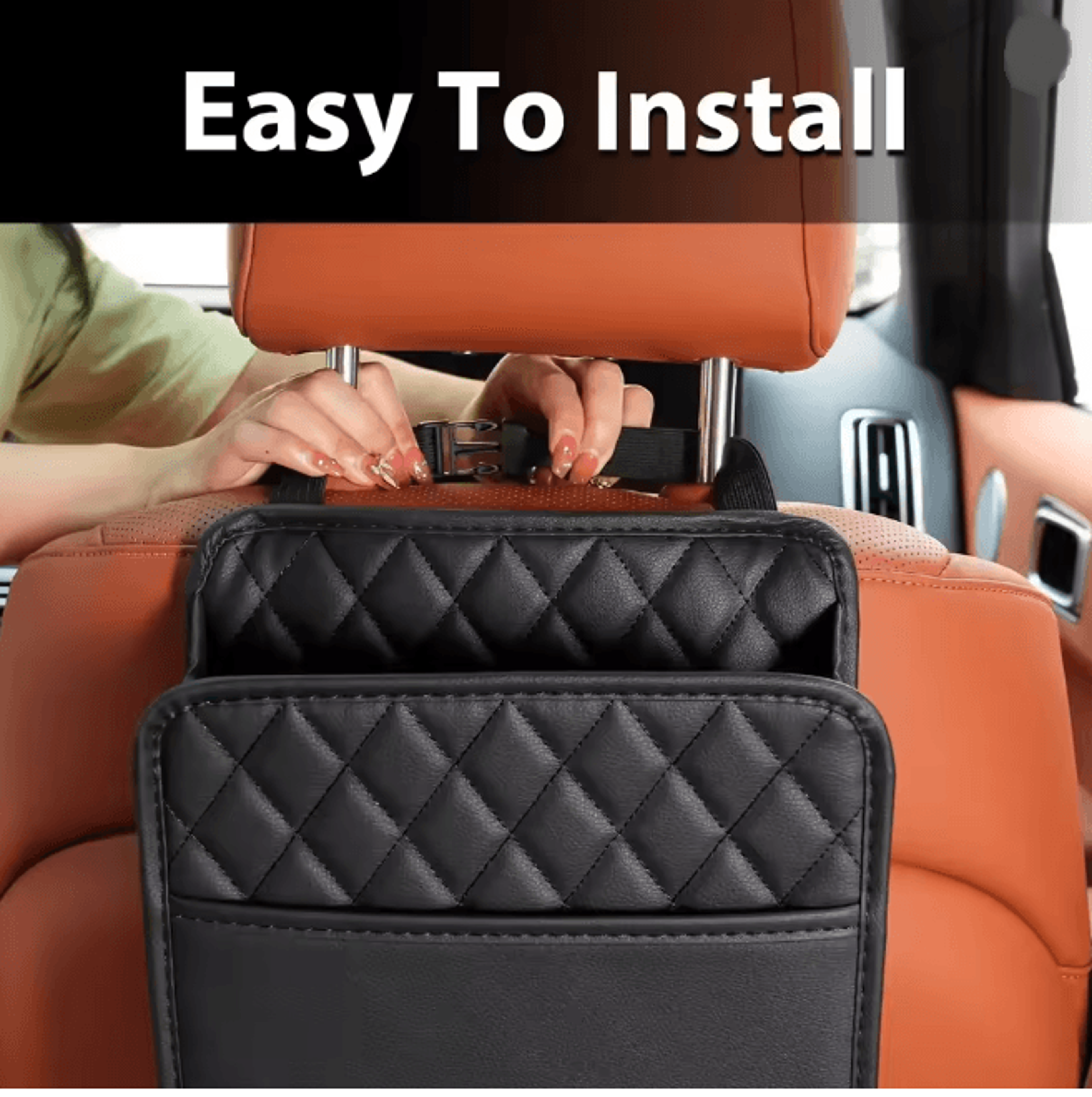 SeatMate Multi Functional Car Seat Back Organizer Leather Storage Bag 1