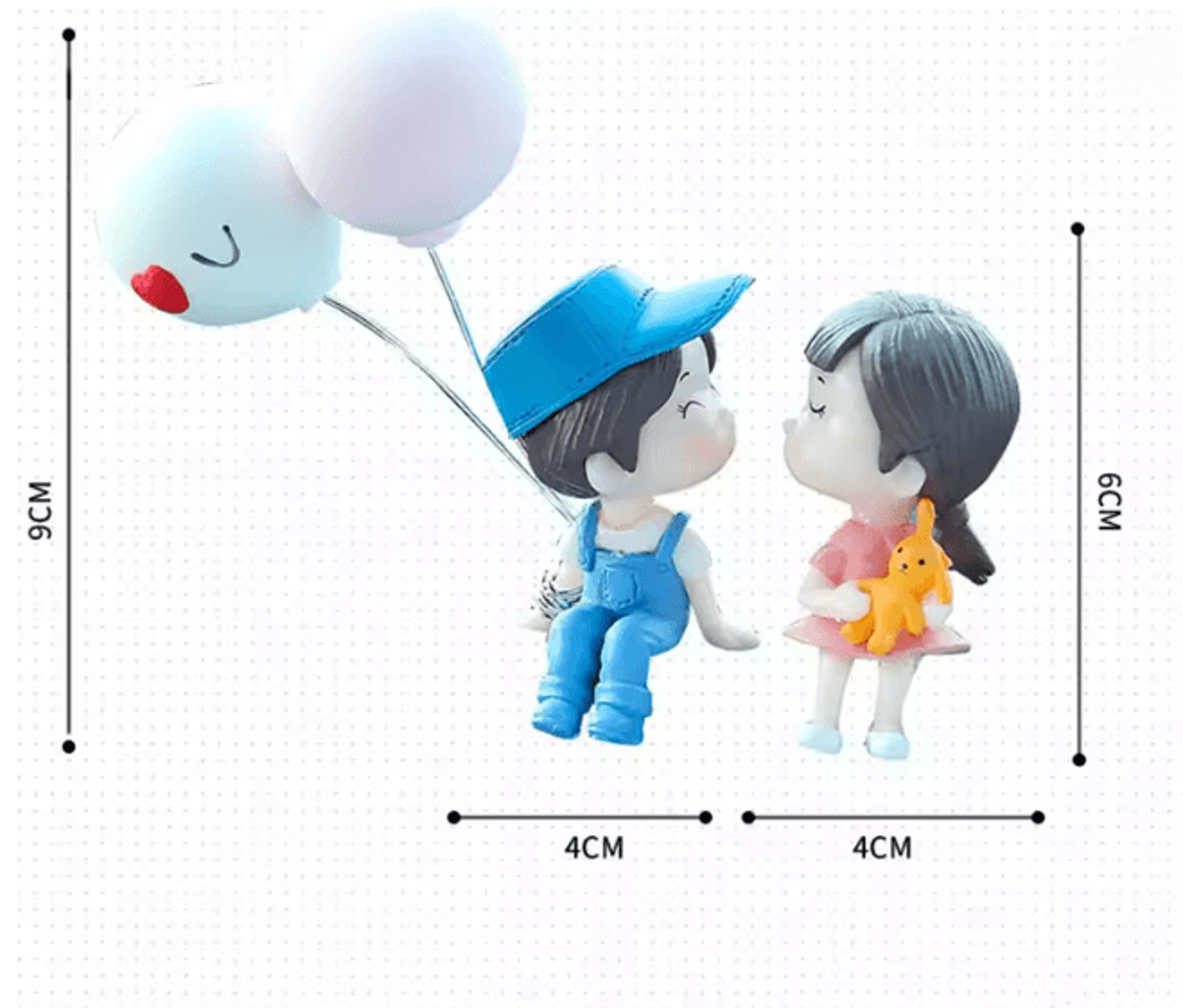 SweetRide Cute Cartoon Couple Car Dashboard Ornament Figurines 1