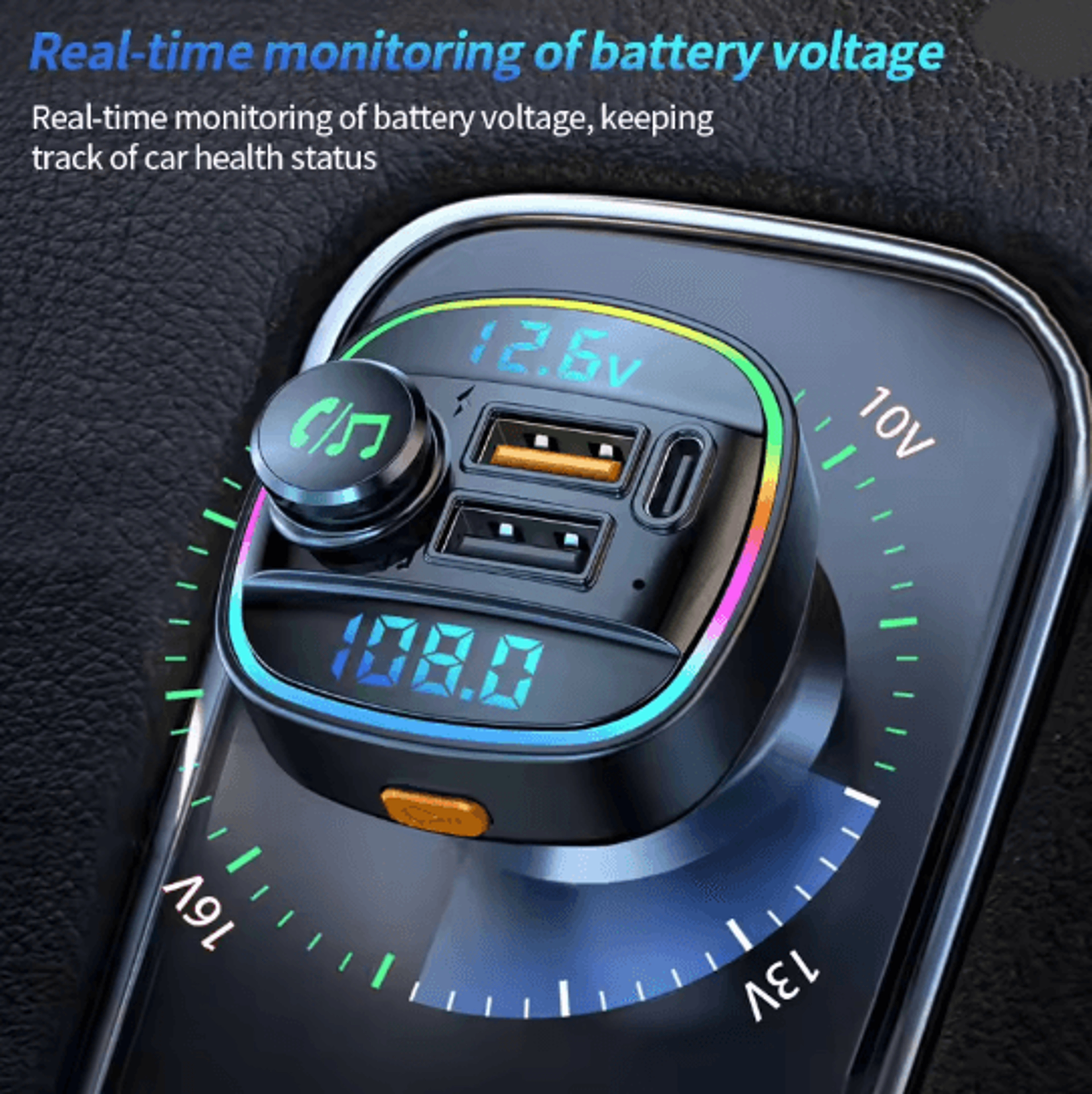 Bluetooth FM Transmitter Car Charger Handsfree Audio Adapter 2