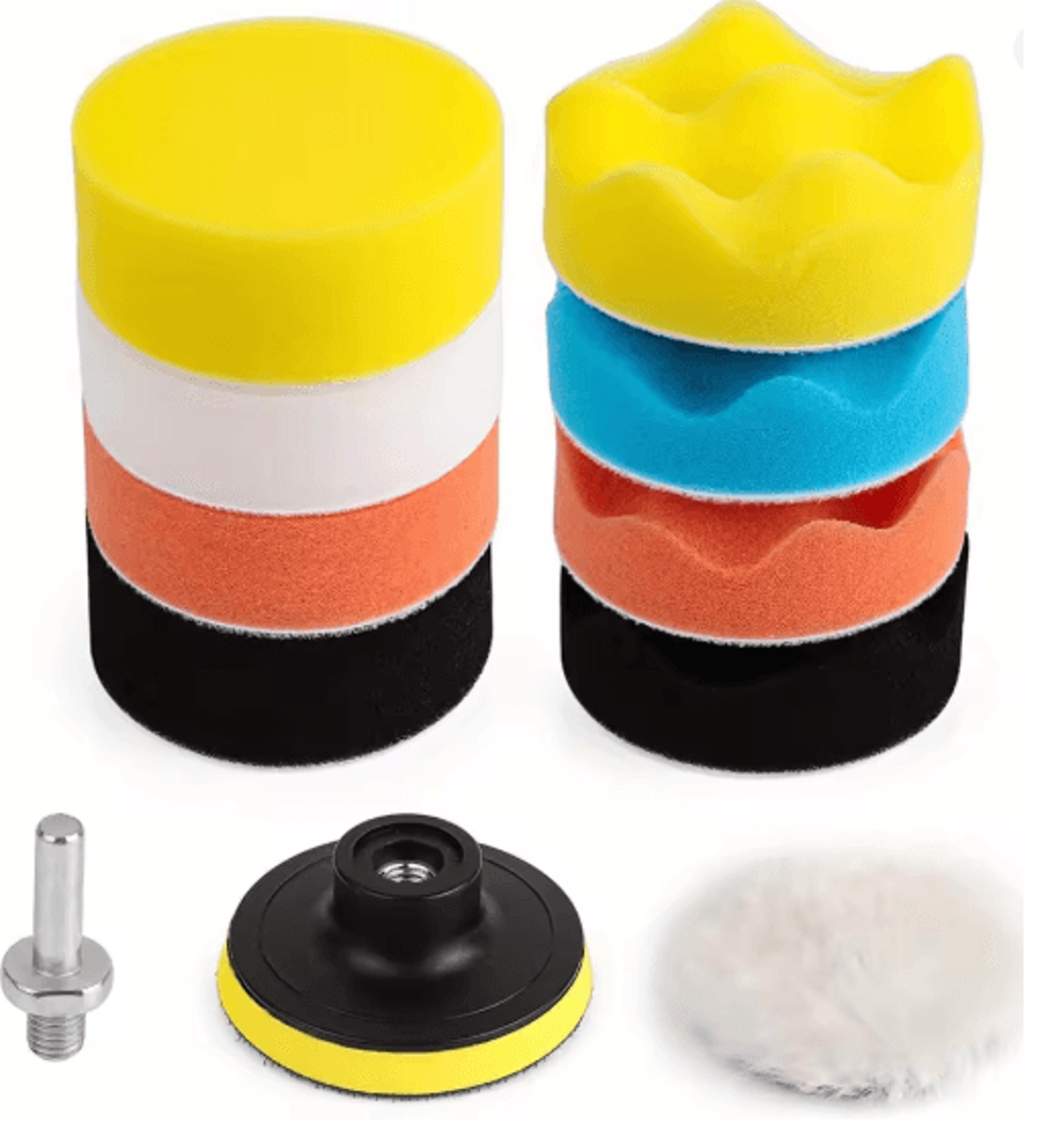 Car Buffing Pad Kit 11 Piece Foam And Wool Polishing Set 0
