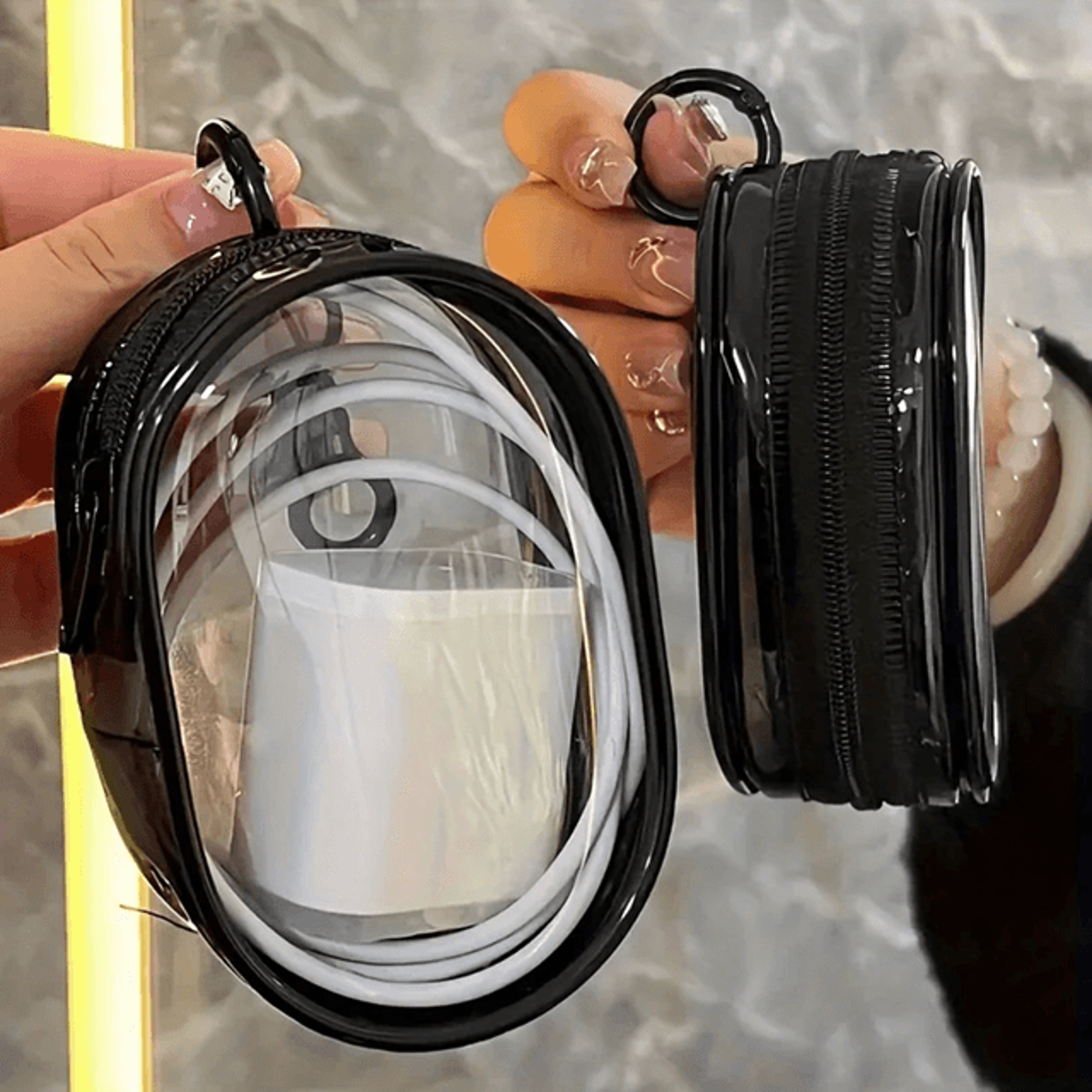 Mini Clear Zipper Storage Bag Portable Earphone And Charger Organizer 1