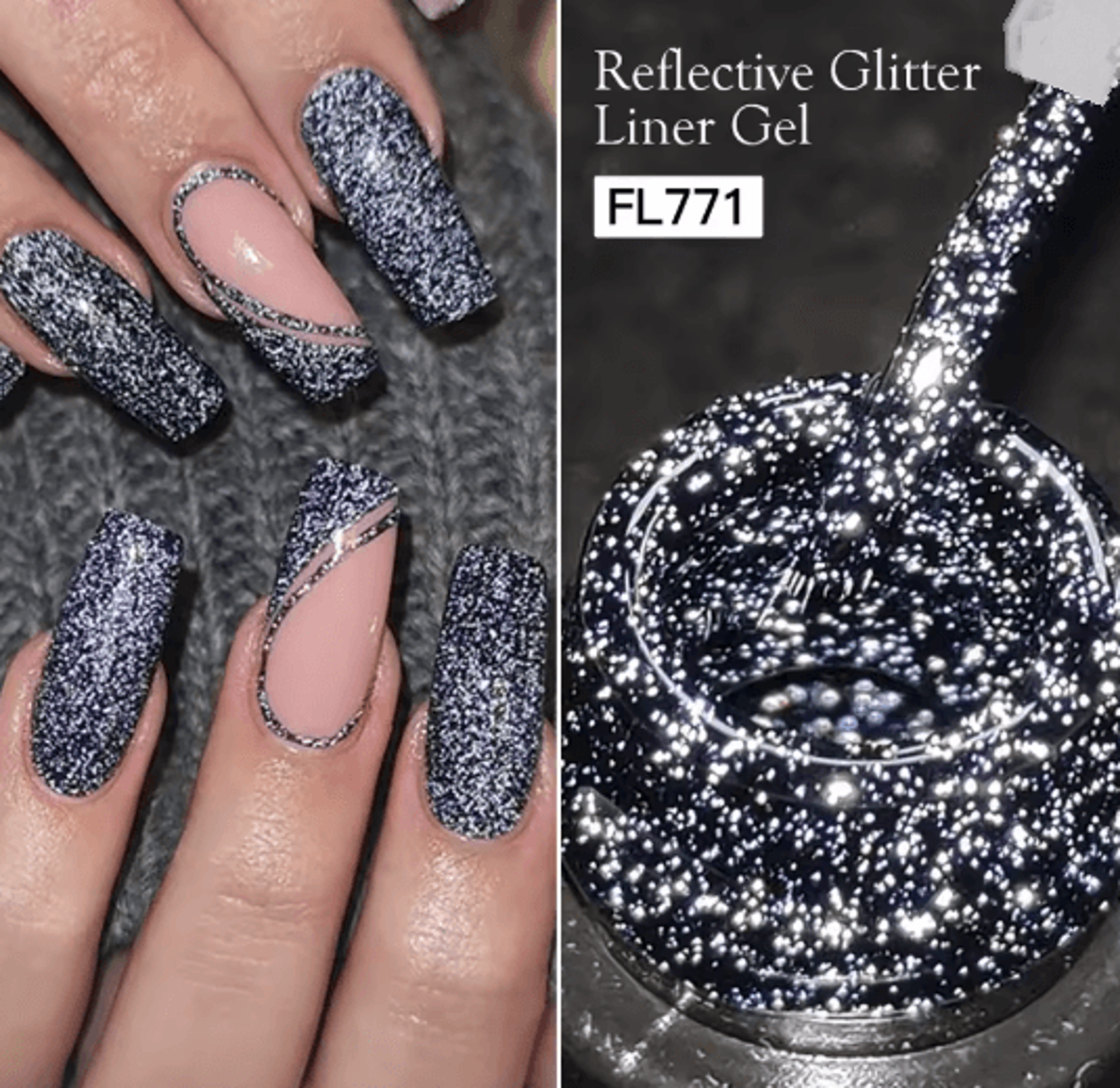 Reflective Glitter Nail Gel Polish UV LED Liner Painting Gel 7