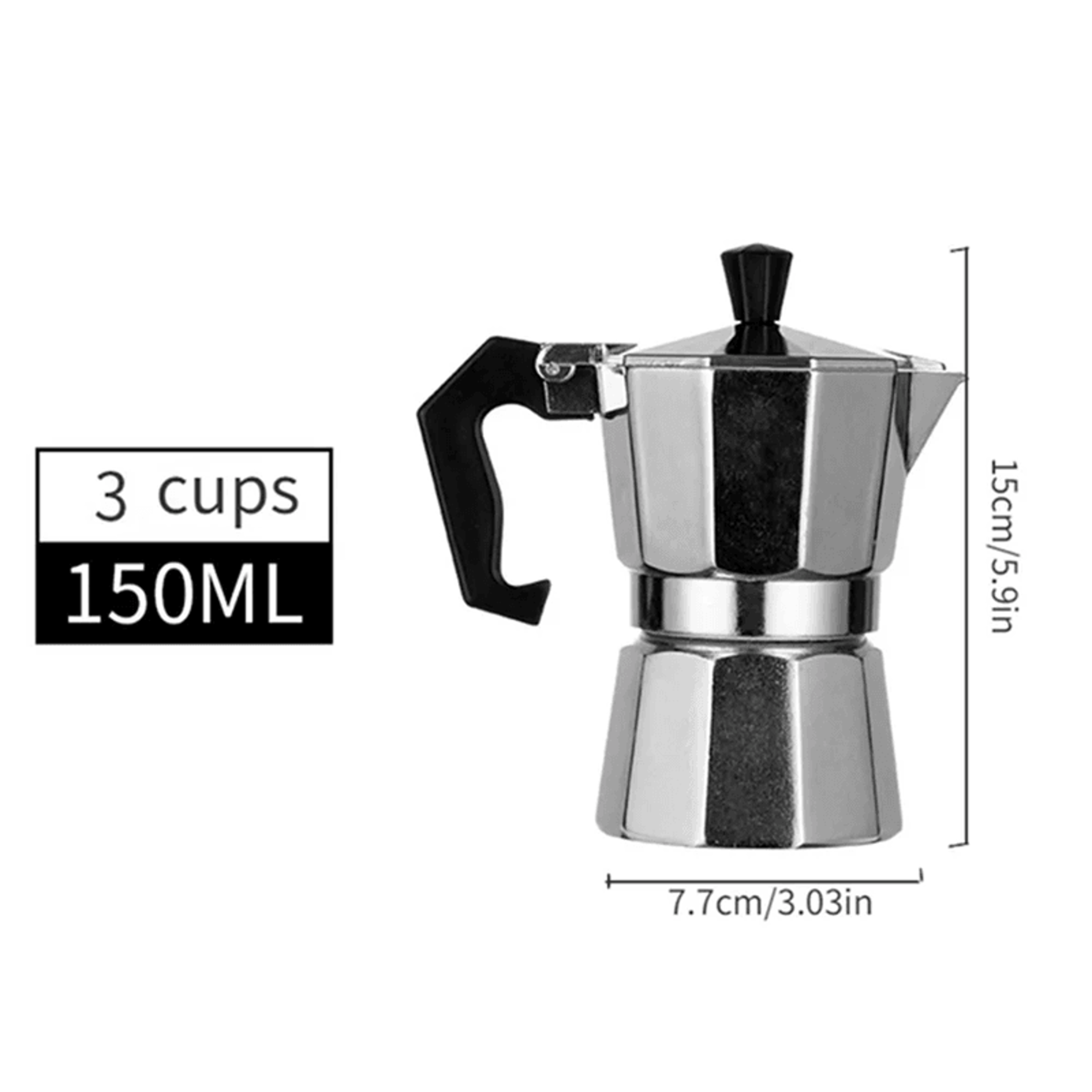 Classic Aluminum Moka Coffee Pot Italian Stovetop Brewer 5