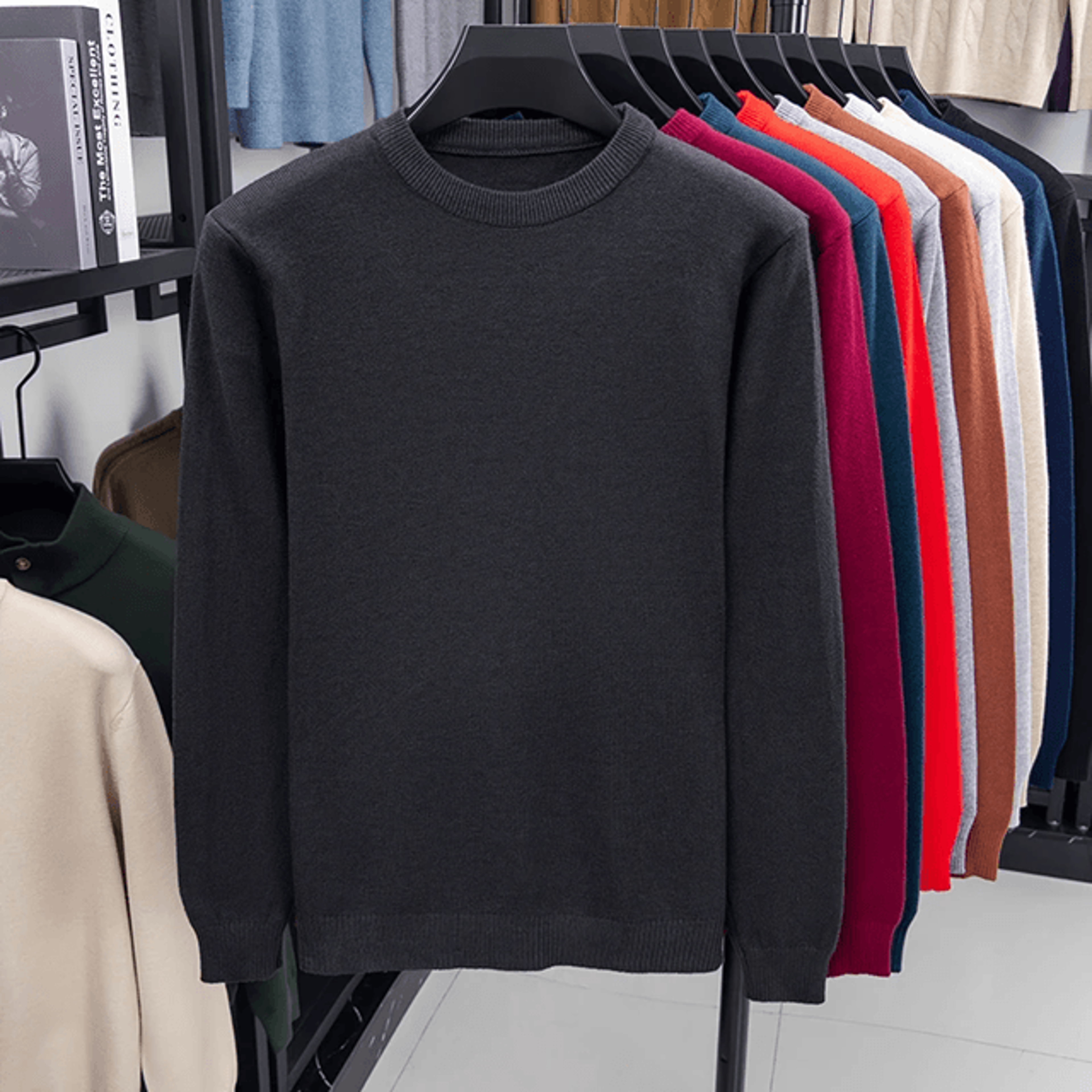 Modern Diamond Knit Crew Neck Sweater Mens Casual Pullover 6