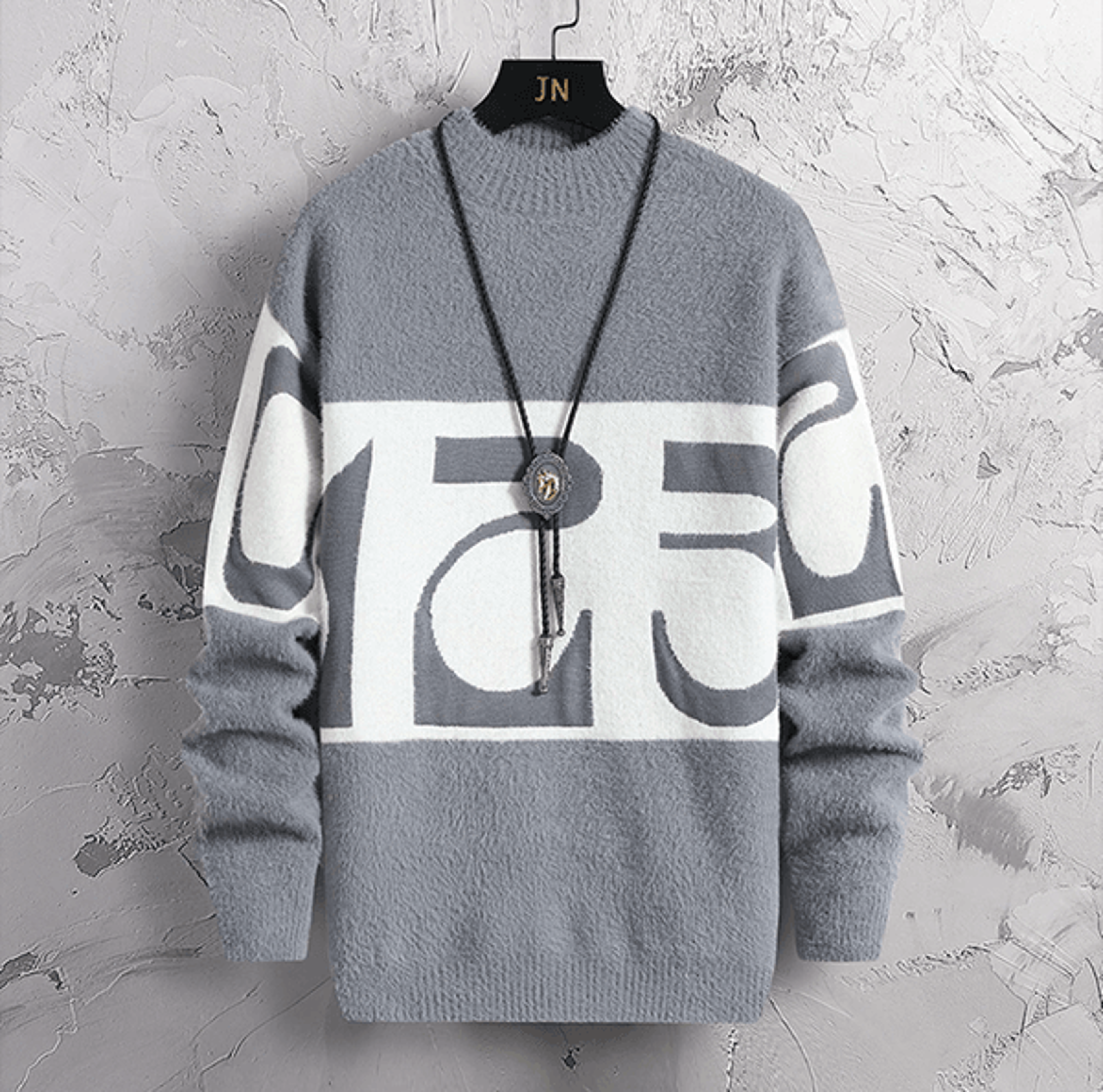 Luxe Patchwork Cashmere Sweater Mens Thick Warm Pullover 3