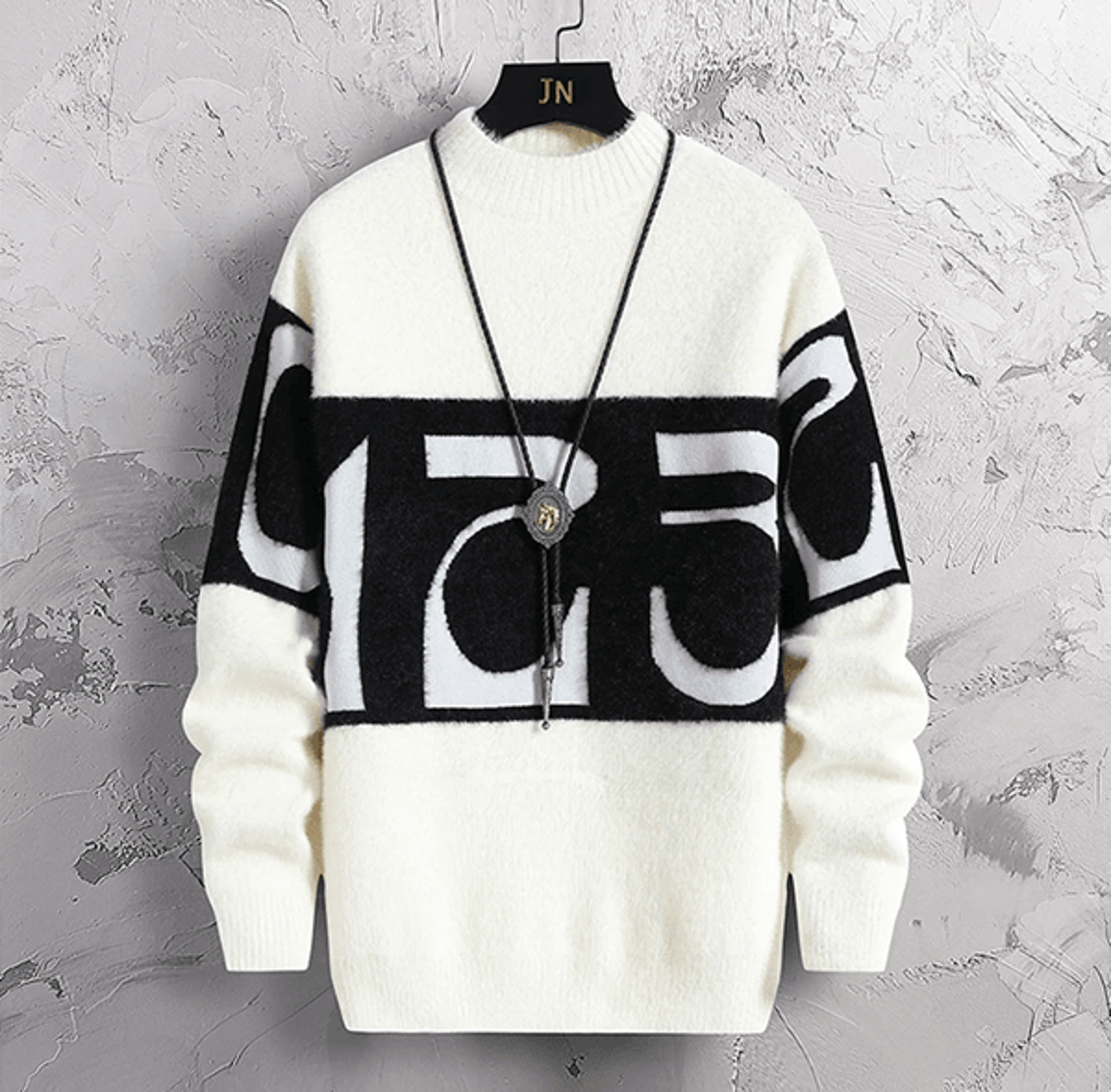 Luxe Patchwork Cashmere Sweater Mens Thick Warm Pullover 5