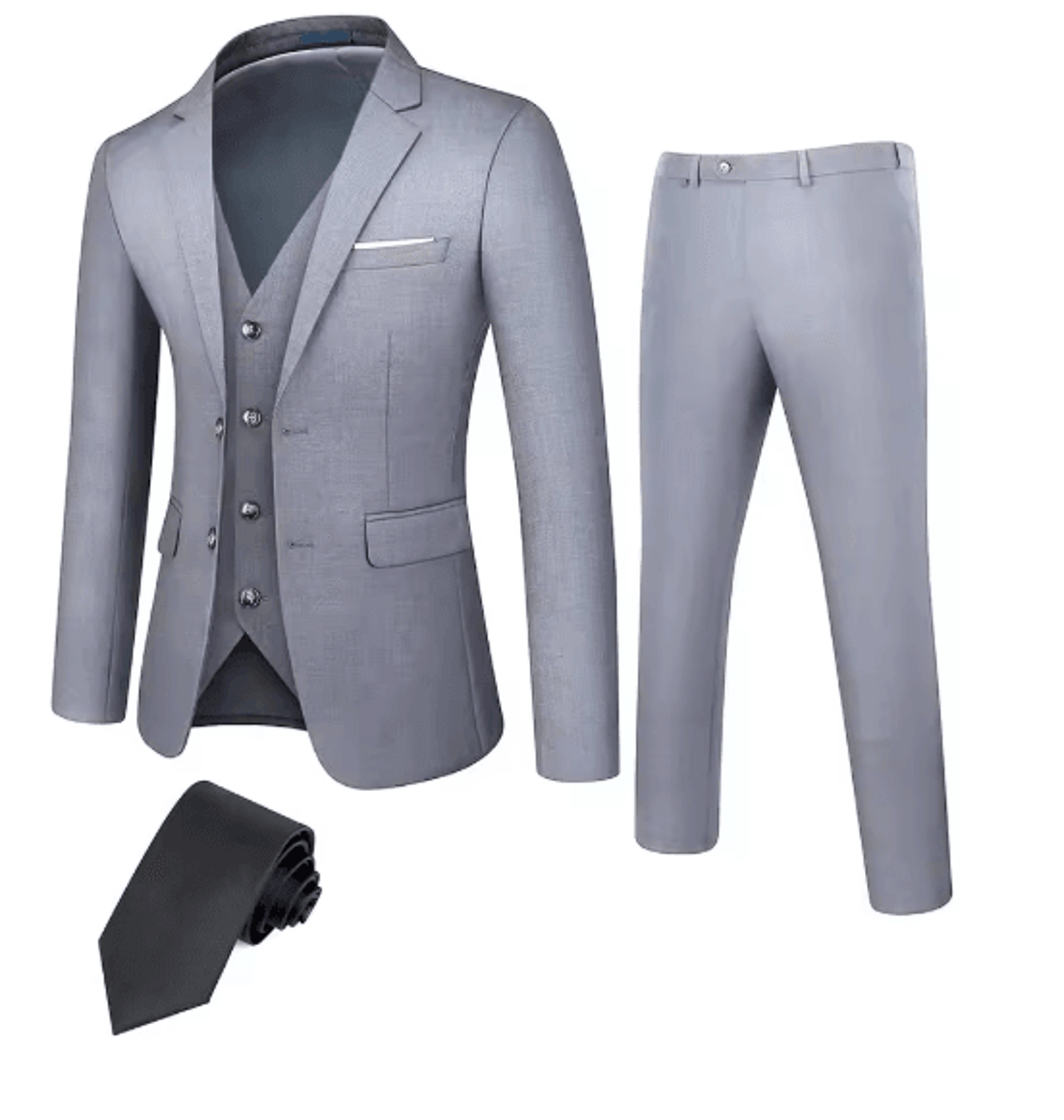 Mens Business Suit Set Regular Fit Formal Tuxedo Jacket And Trousers 3