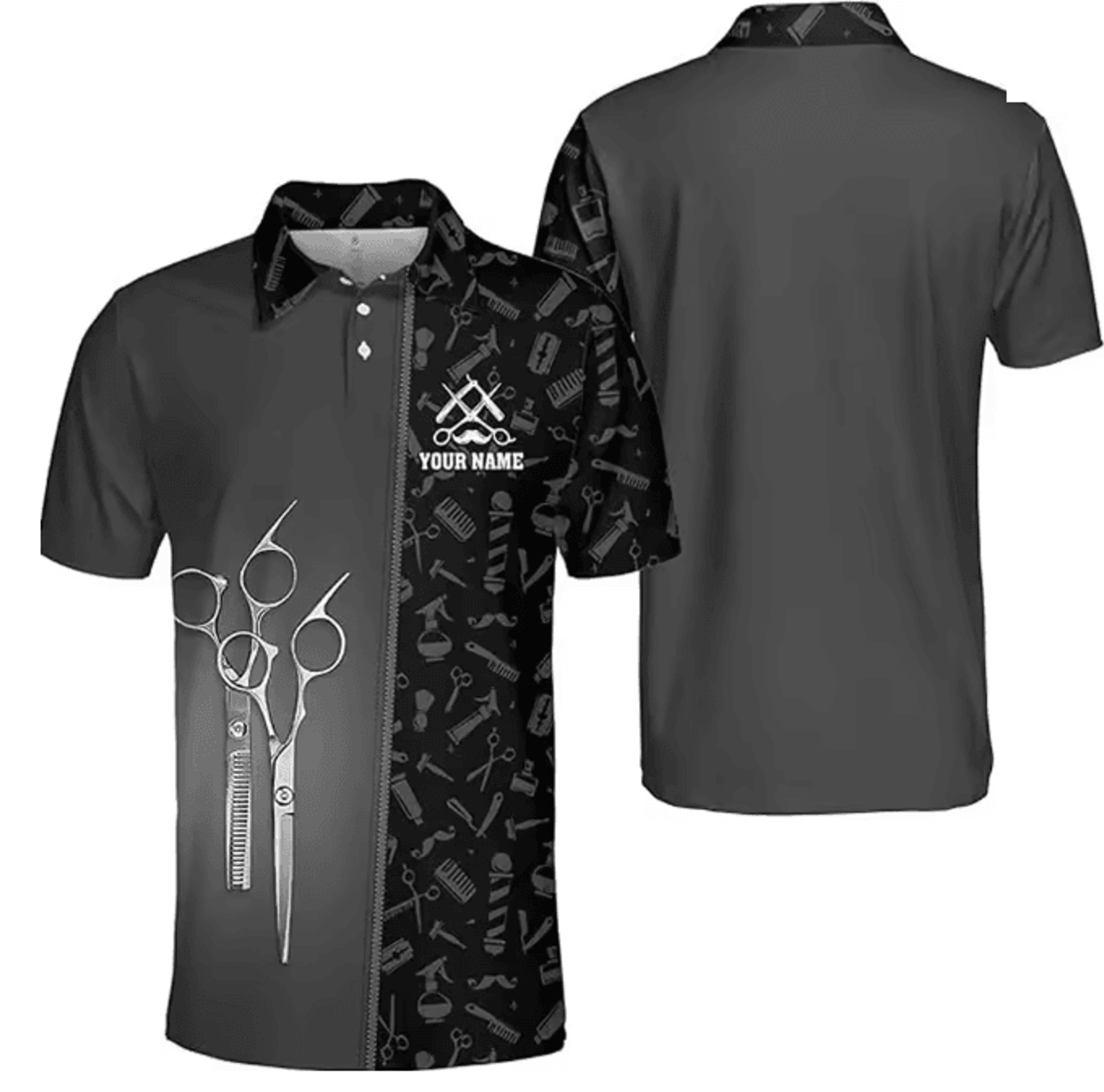 Mens Barber Polo Shirt Short Sleeve Professional Uniform Top 8
