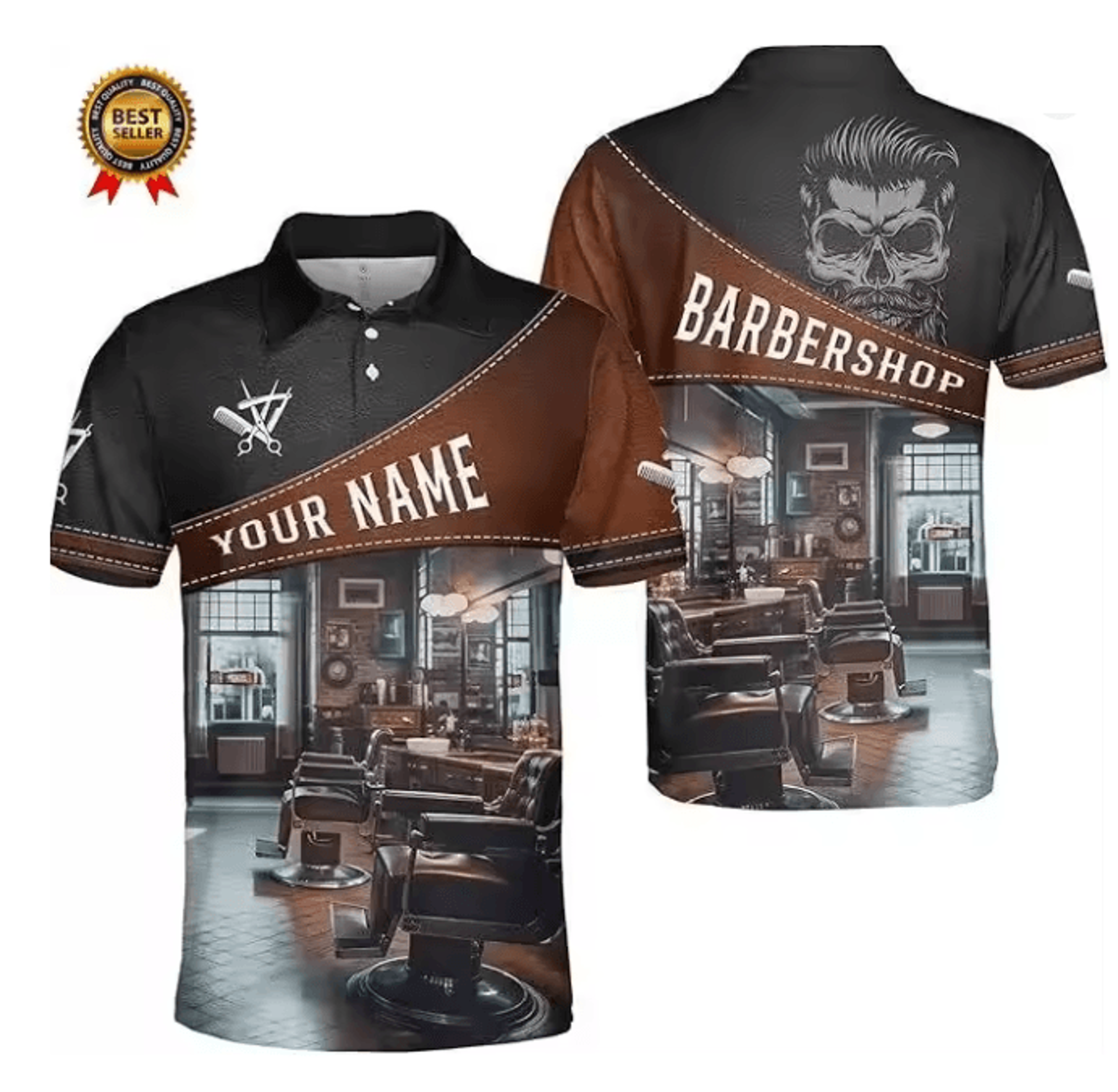 Mens Barber Polo Shirt Short Sleeve Professional Uniform Top 10