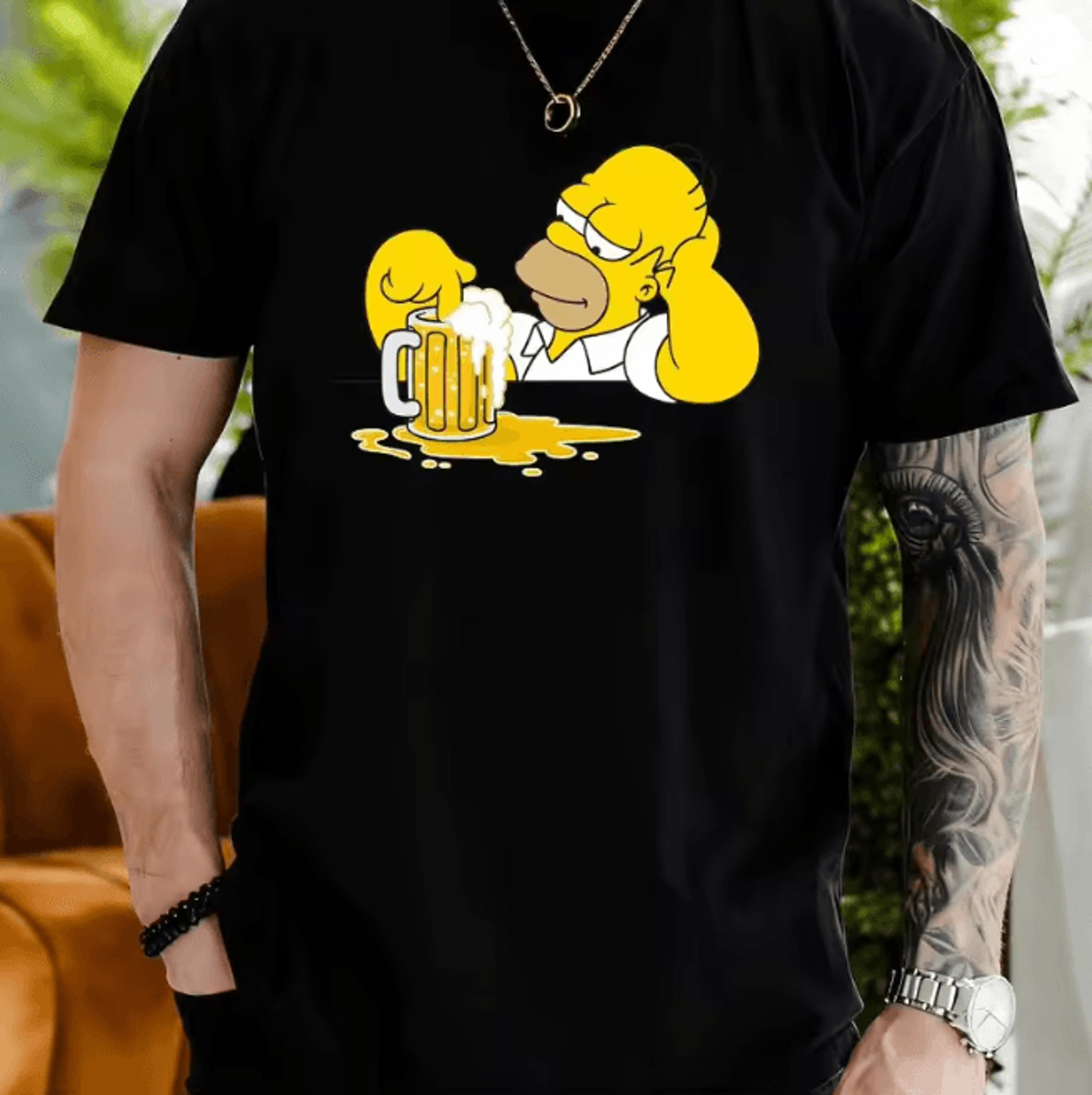 Mens Simpsons Homer Beer Graphic T Shirt Casual Summer Wear 4