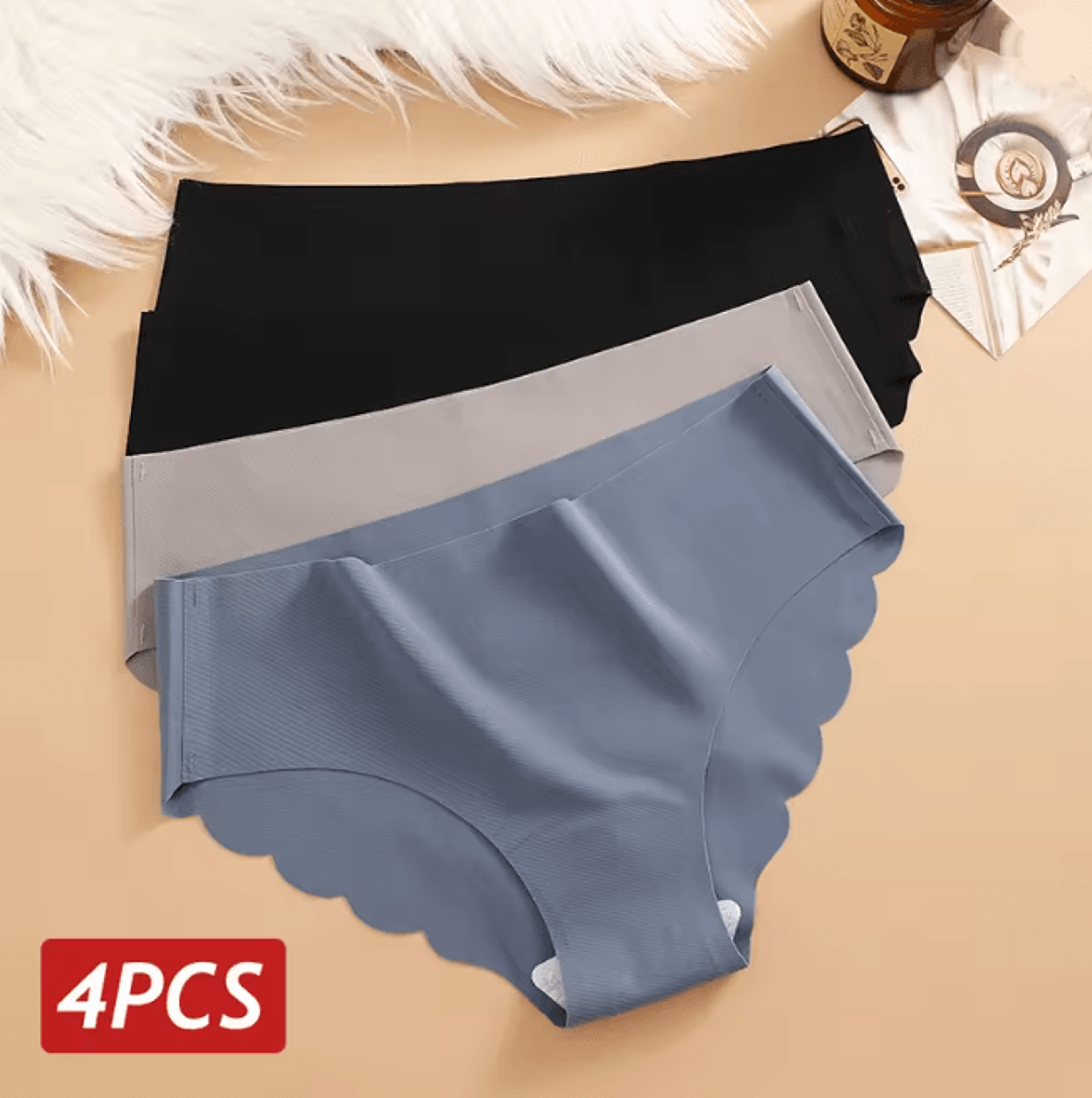 Ice Silk Seamless Womens Briefs Ultra Thin No Show Underwear Set 10