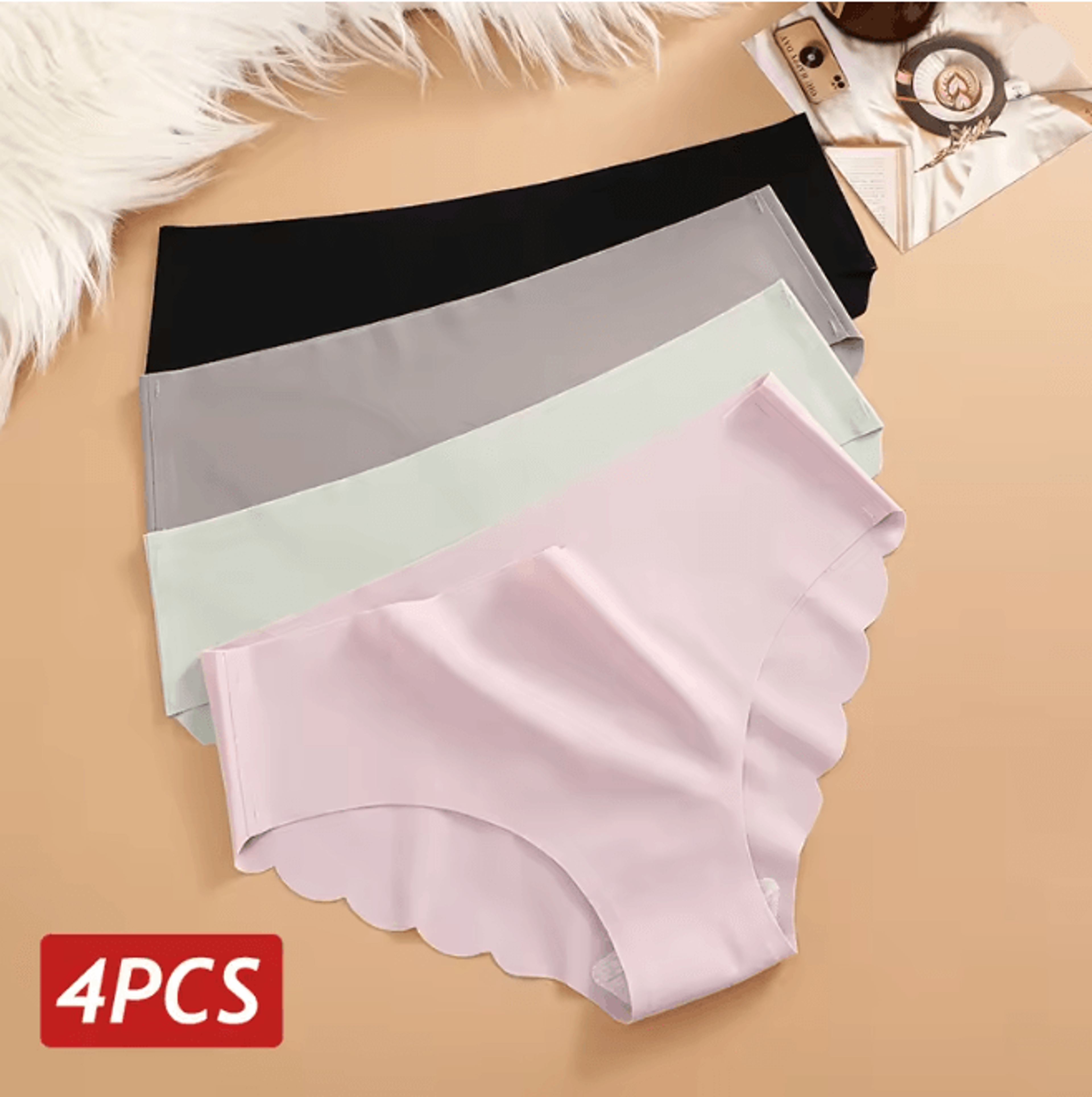 Ice Silk Seamless Womens Briefs Ultra Thin No Show Underwear Set 7