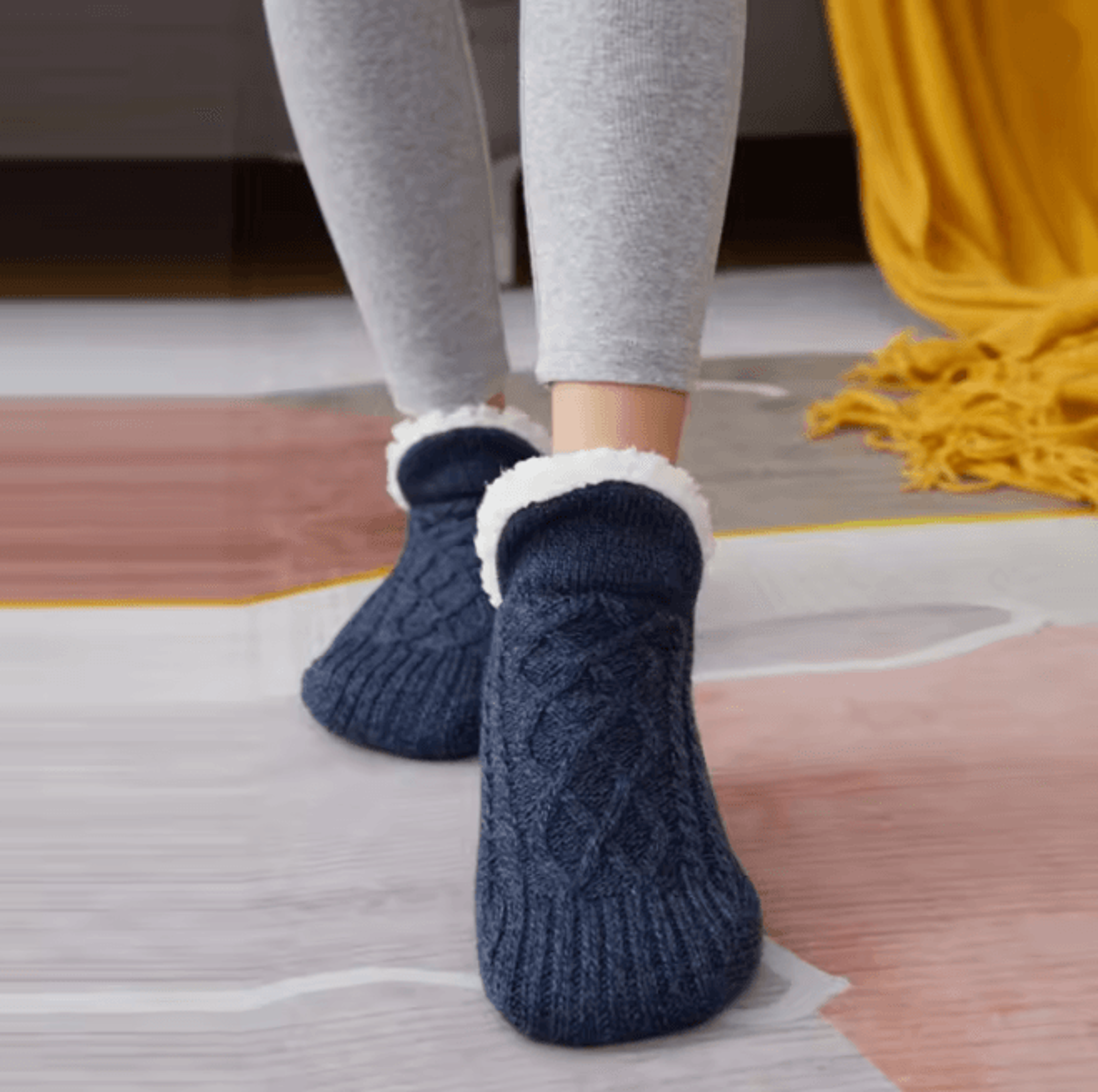 Mens Thermal Slipper Socks Warm Non Slip Fuzzy Home Wear 9
