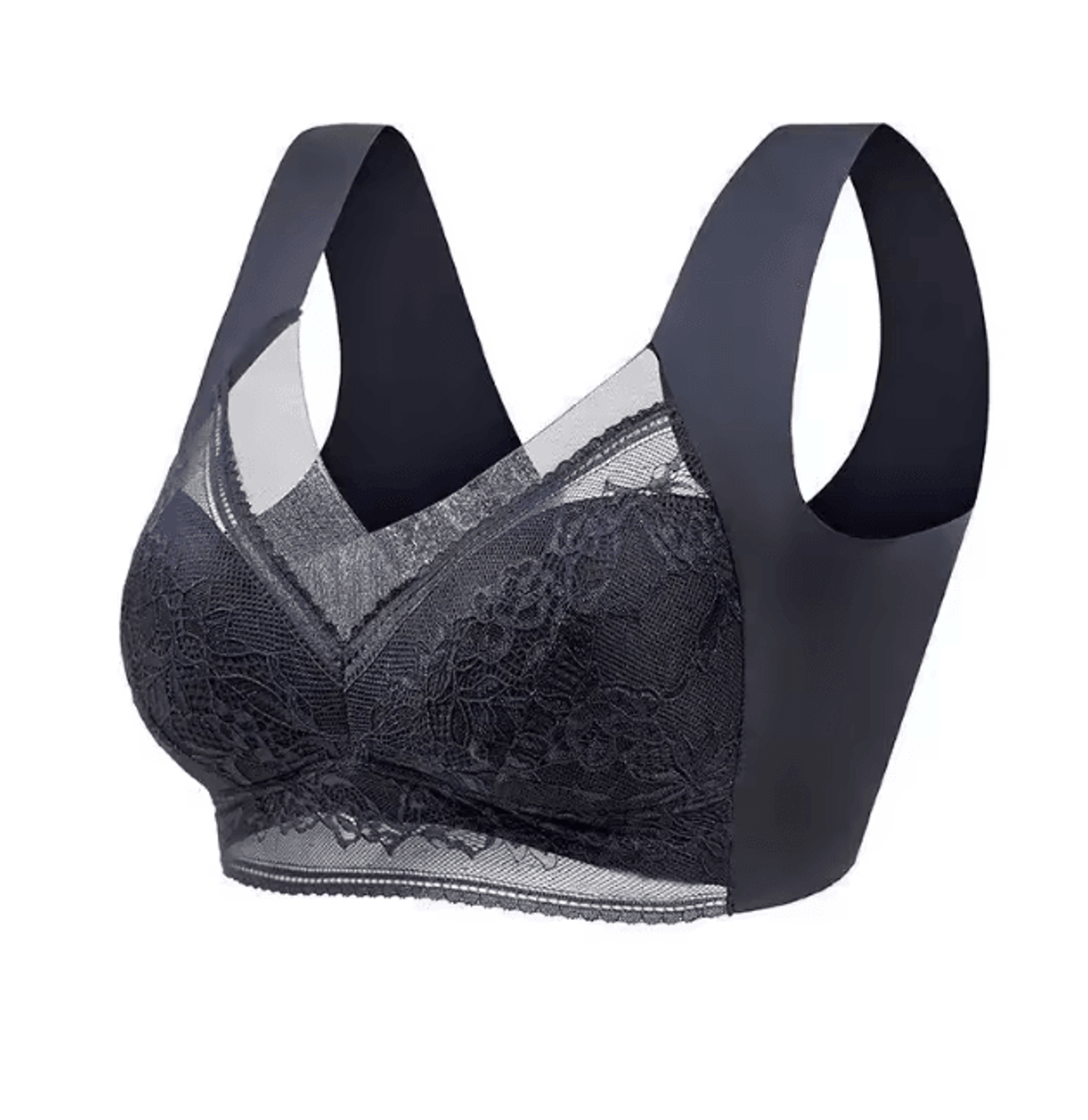 Plus Size Ice Silk Seamless Wireless Bralette With Lace Support 8