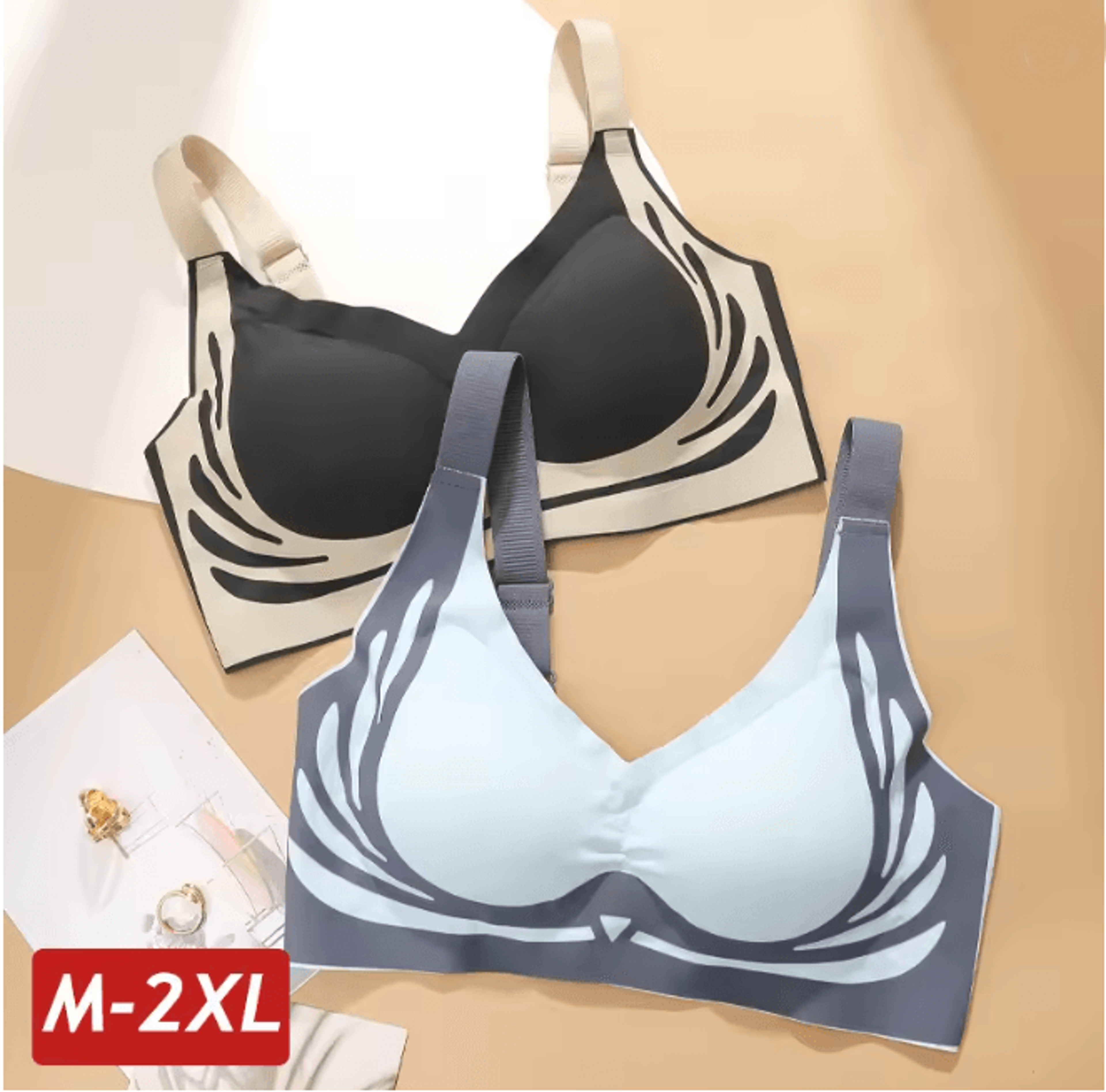 Plus Size Seamless Push Up Wireless Bra Full Cup Comfort Support 0