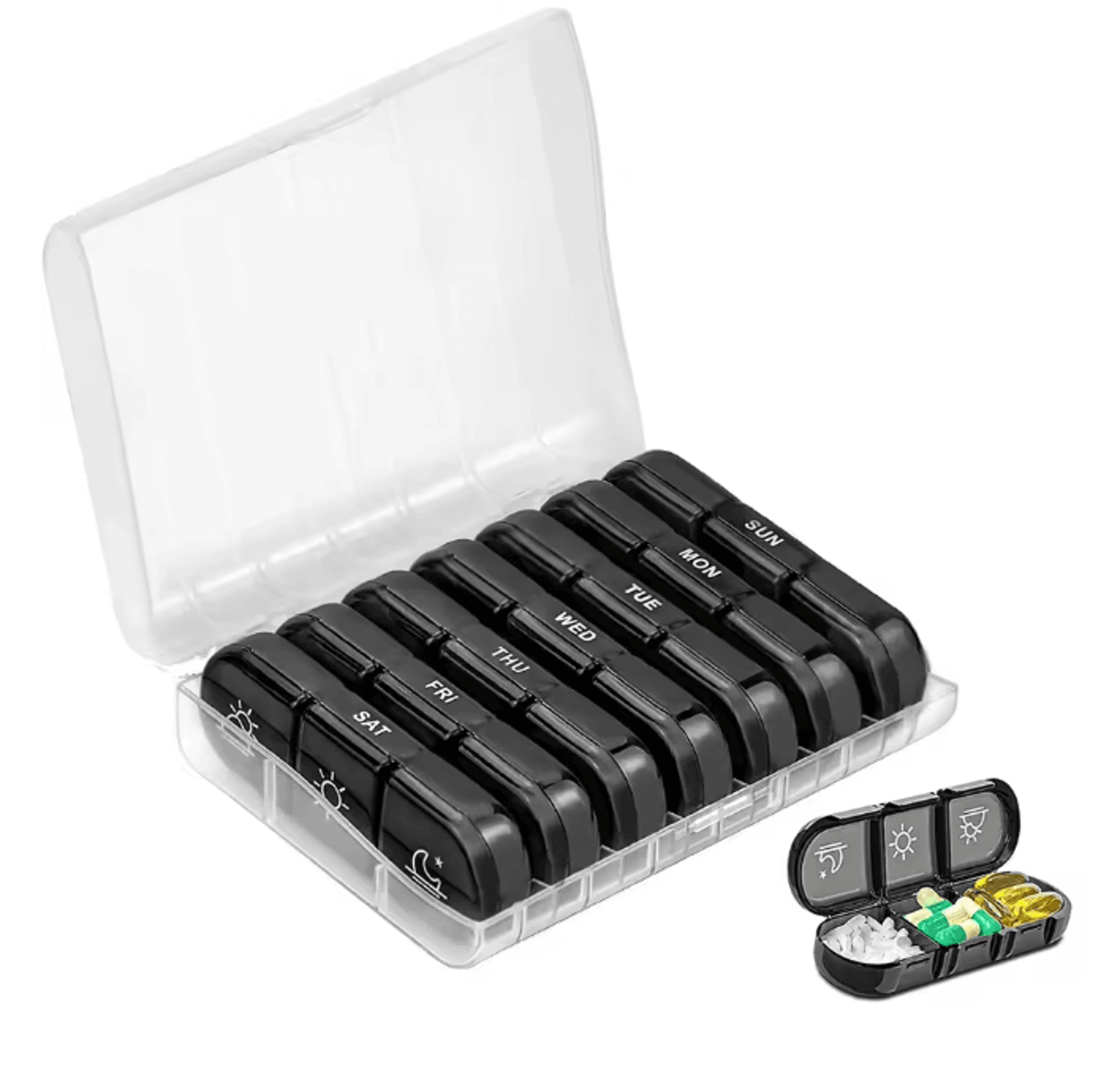 Weekly Pill Organizer 21 Compartment Portable Medicine Box 6