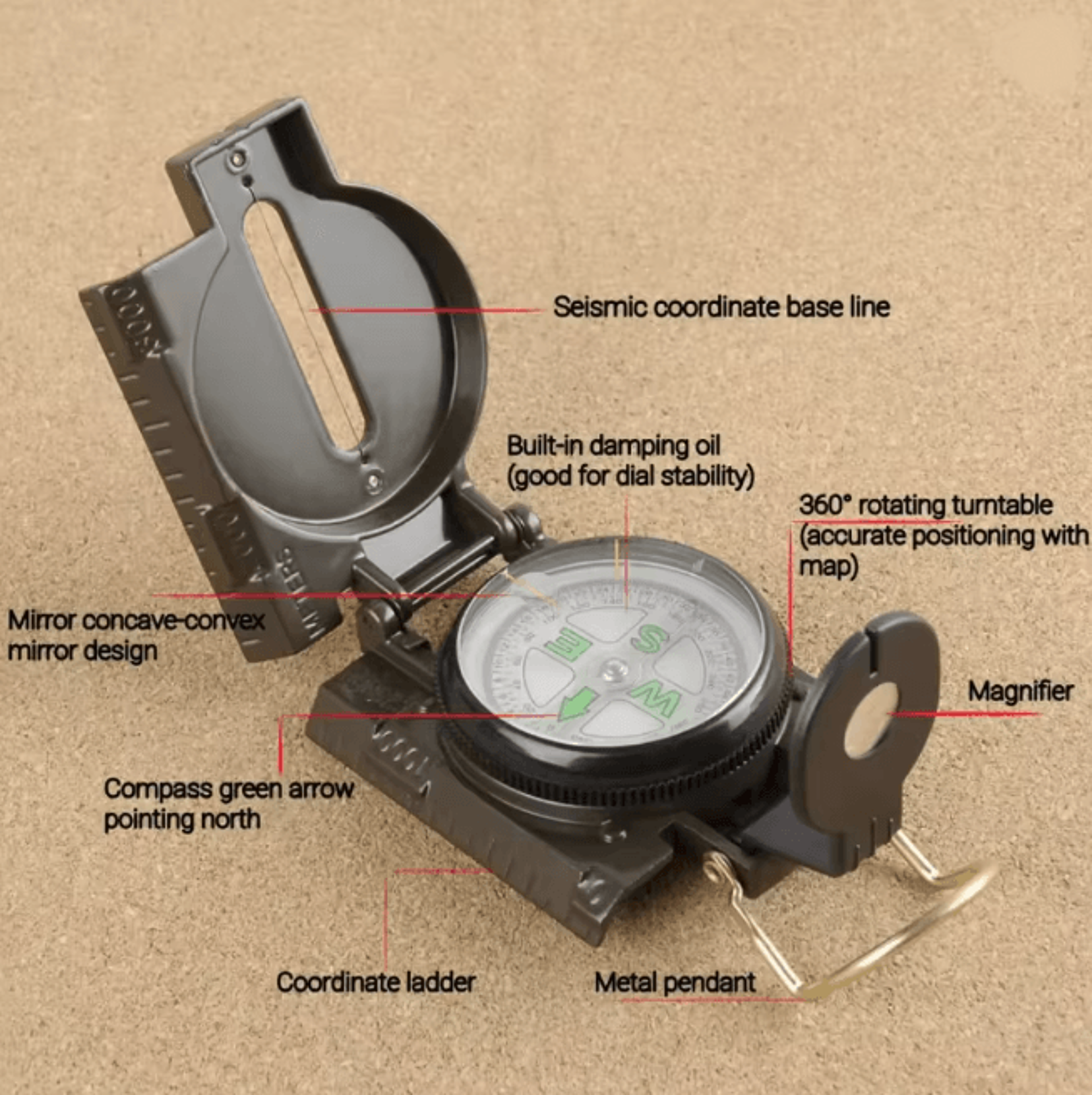 Waterproof Military Compass High Precision Metal Navigation Tool 3