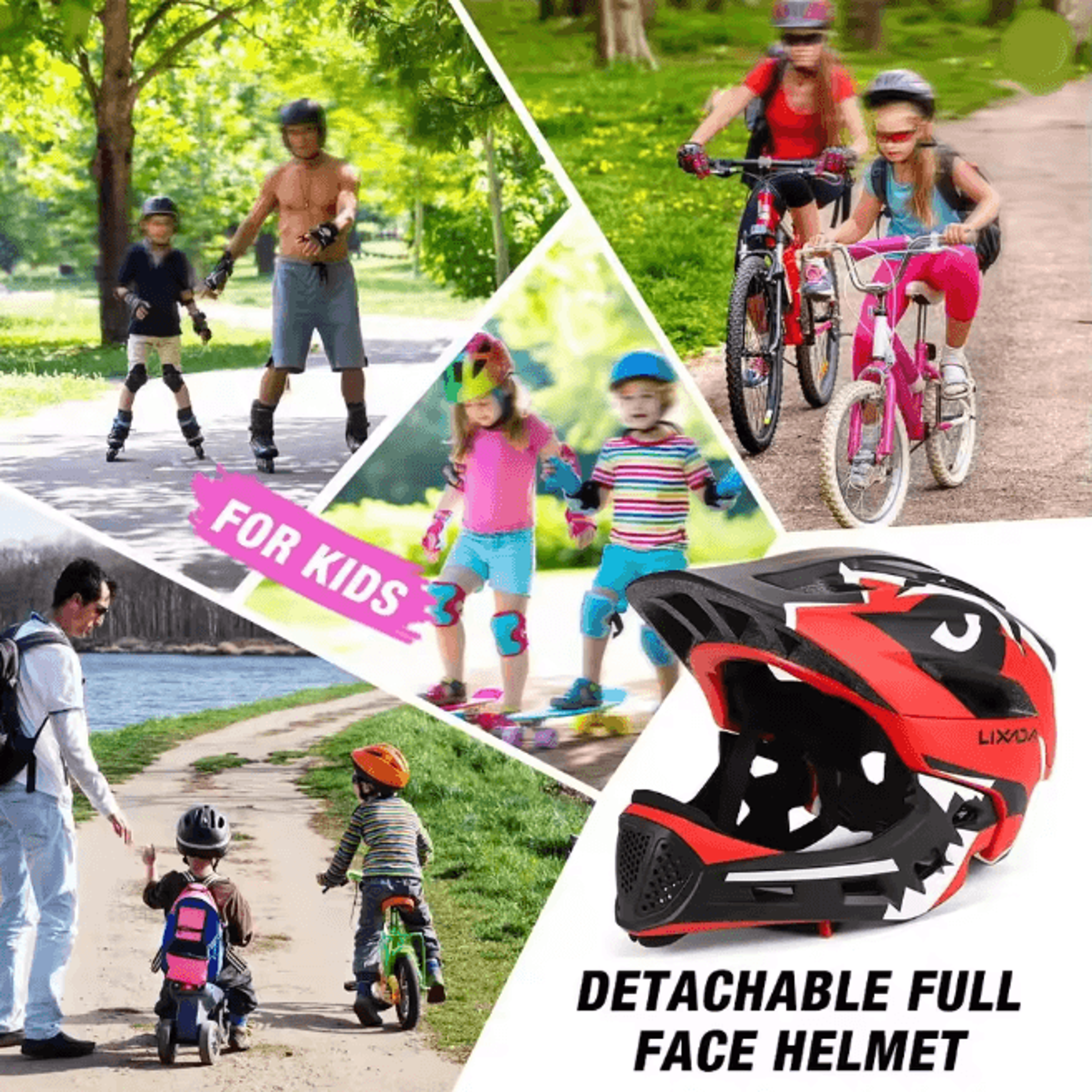 Lixada Kids Detachable Full Face Bike Helmet For Multi Sport Safety 3