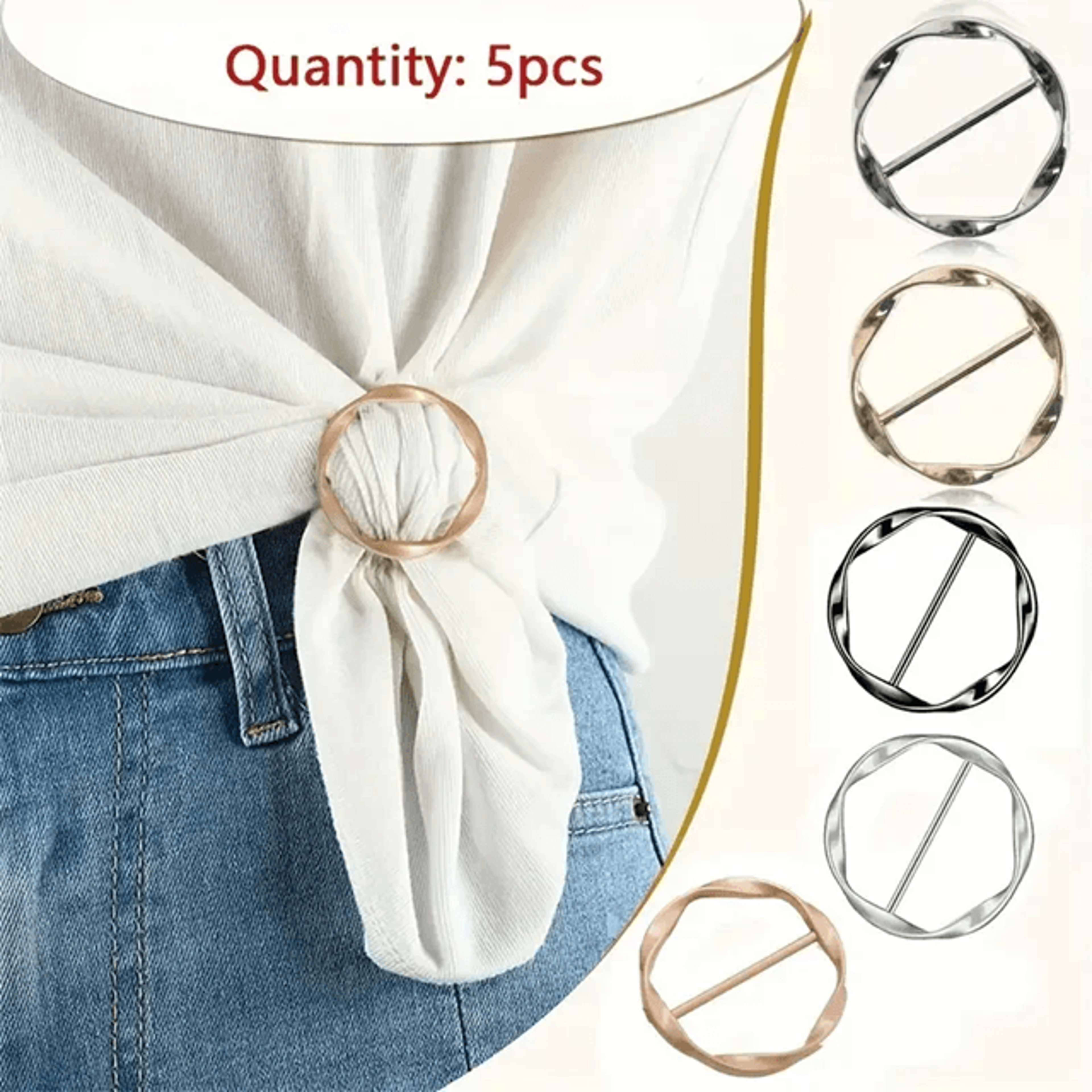 Adjustable Metal Buckles Multi Use Shirt Scarf And Belt Clips Set 2