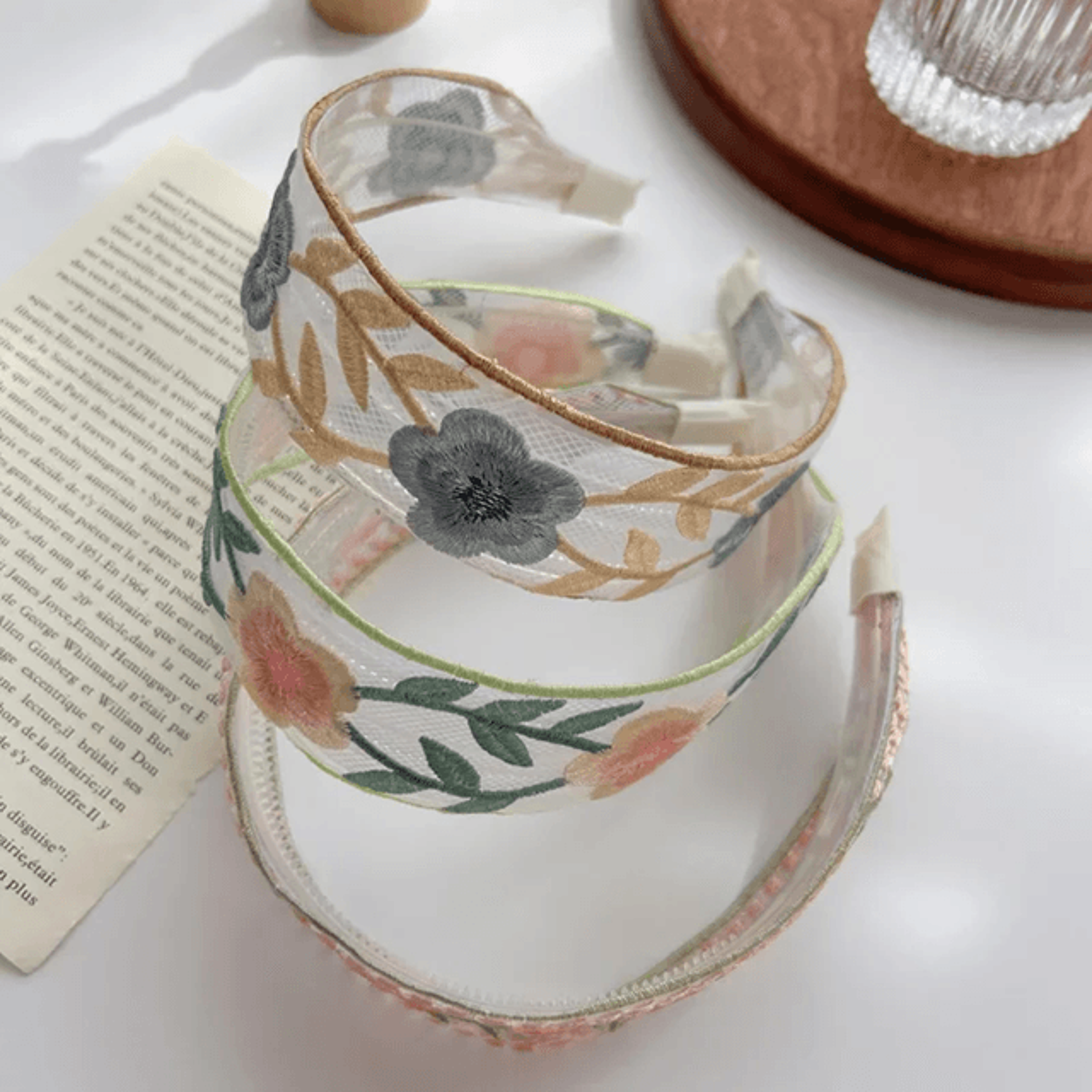Elegant Chiffon Floral Headband Embroidered Hair Scarf For Women 1
