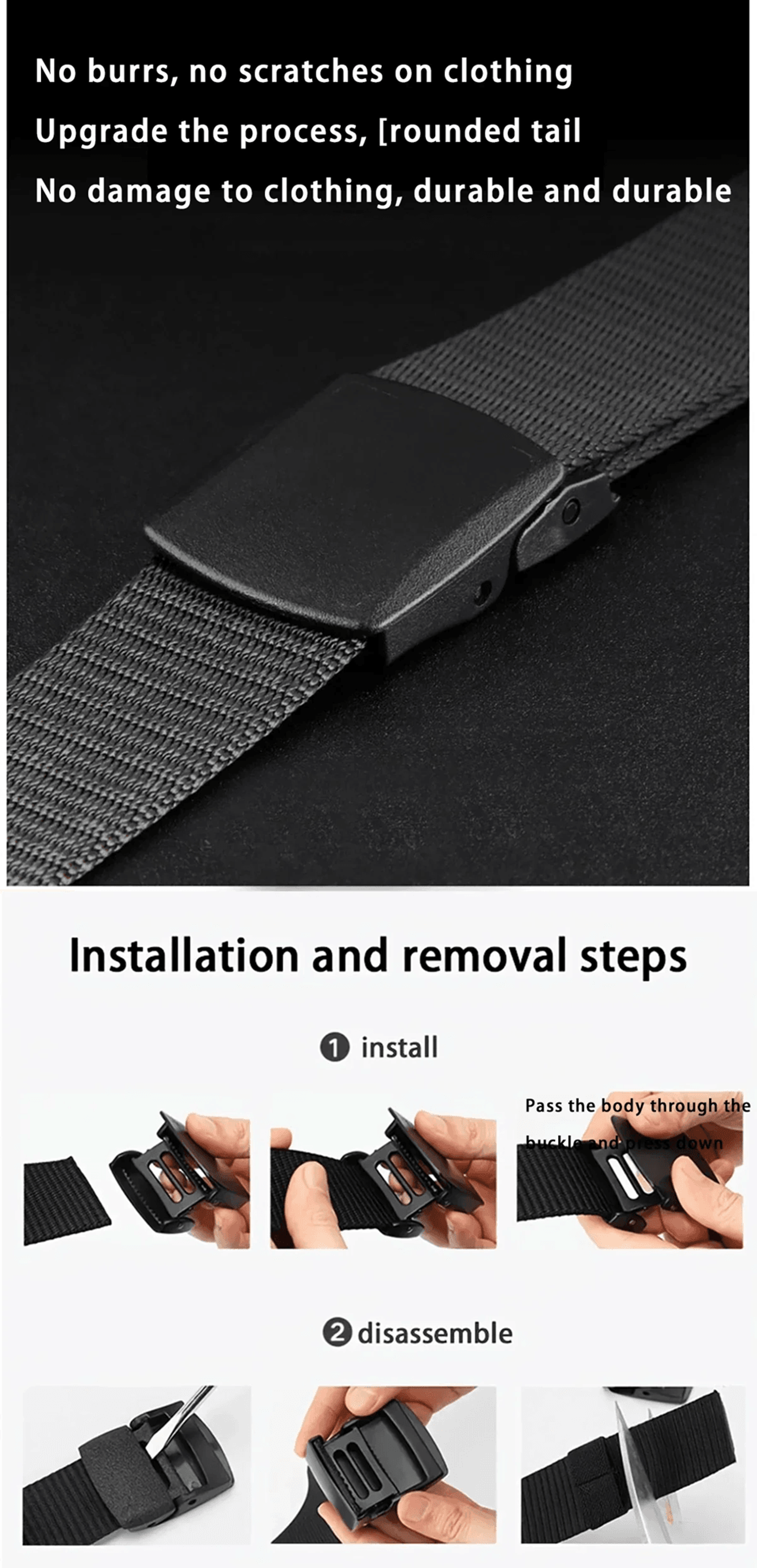 Nylon Tactical Belt Automatic Buckle Lightweight Non Metal Belt 2