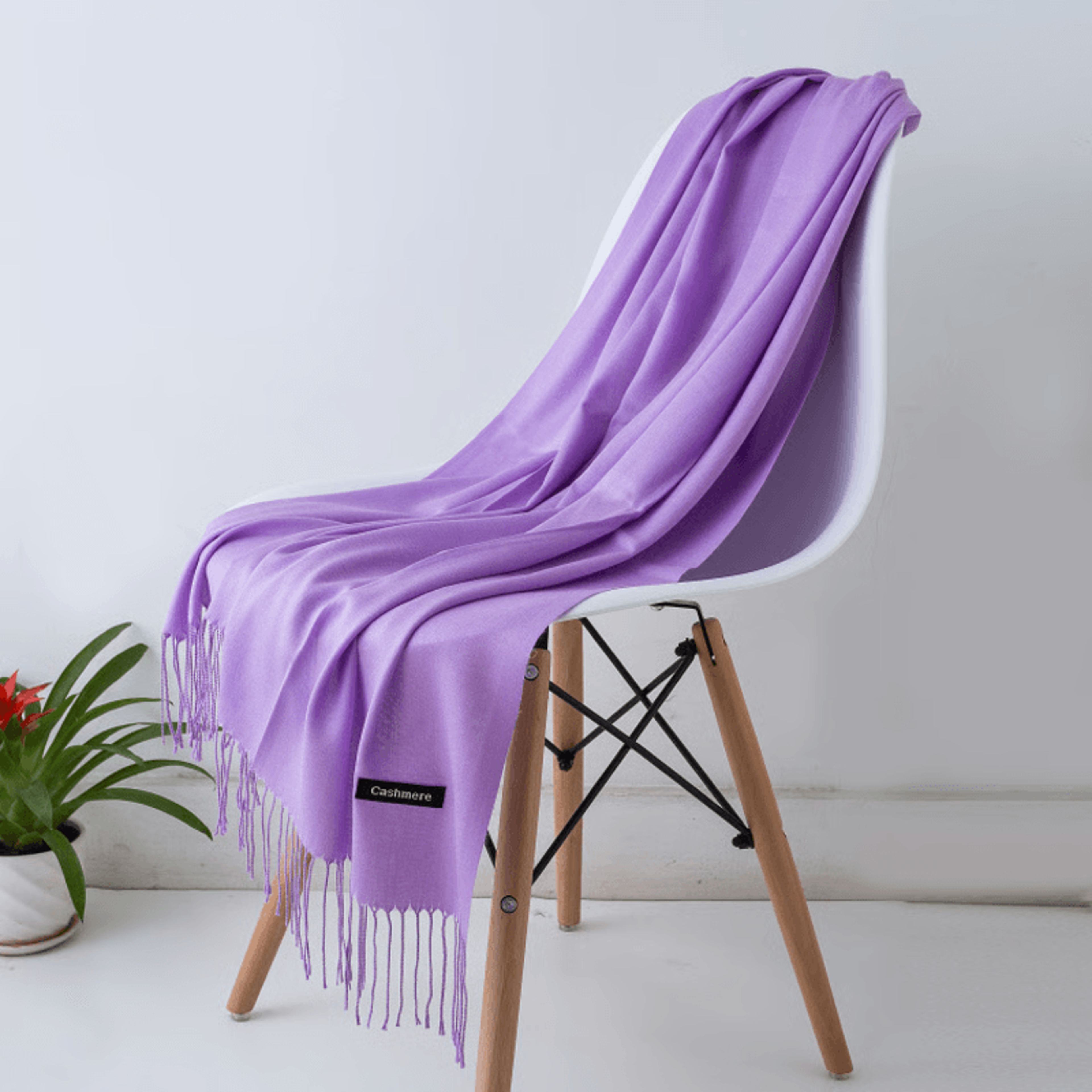 Warm scarf styled with winter coat