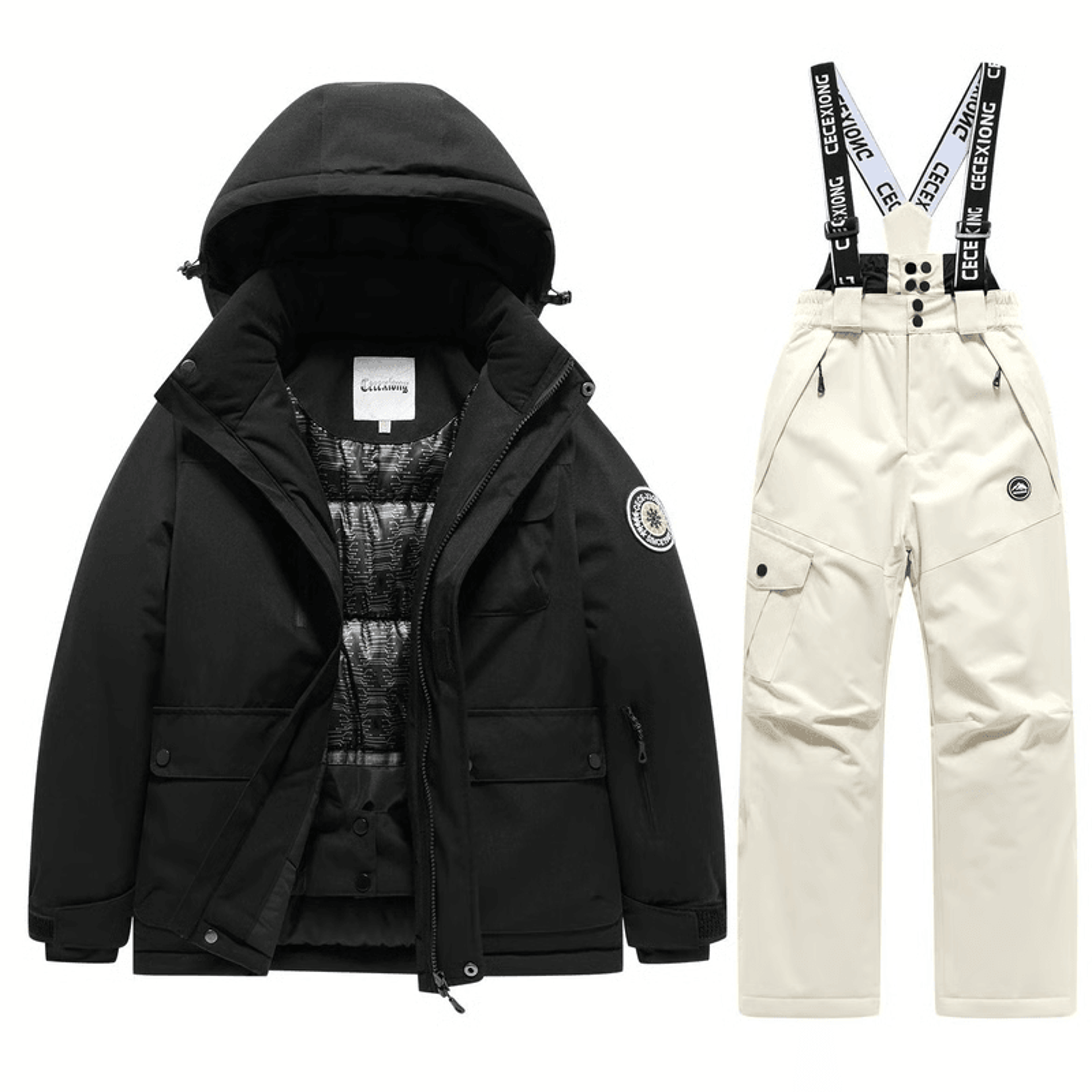child sledding in kids snow suit