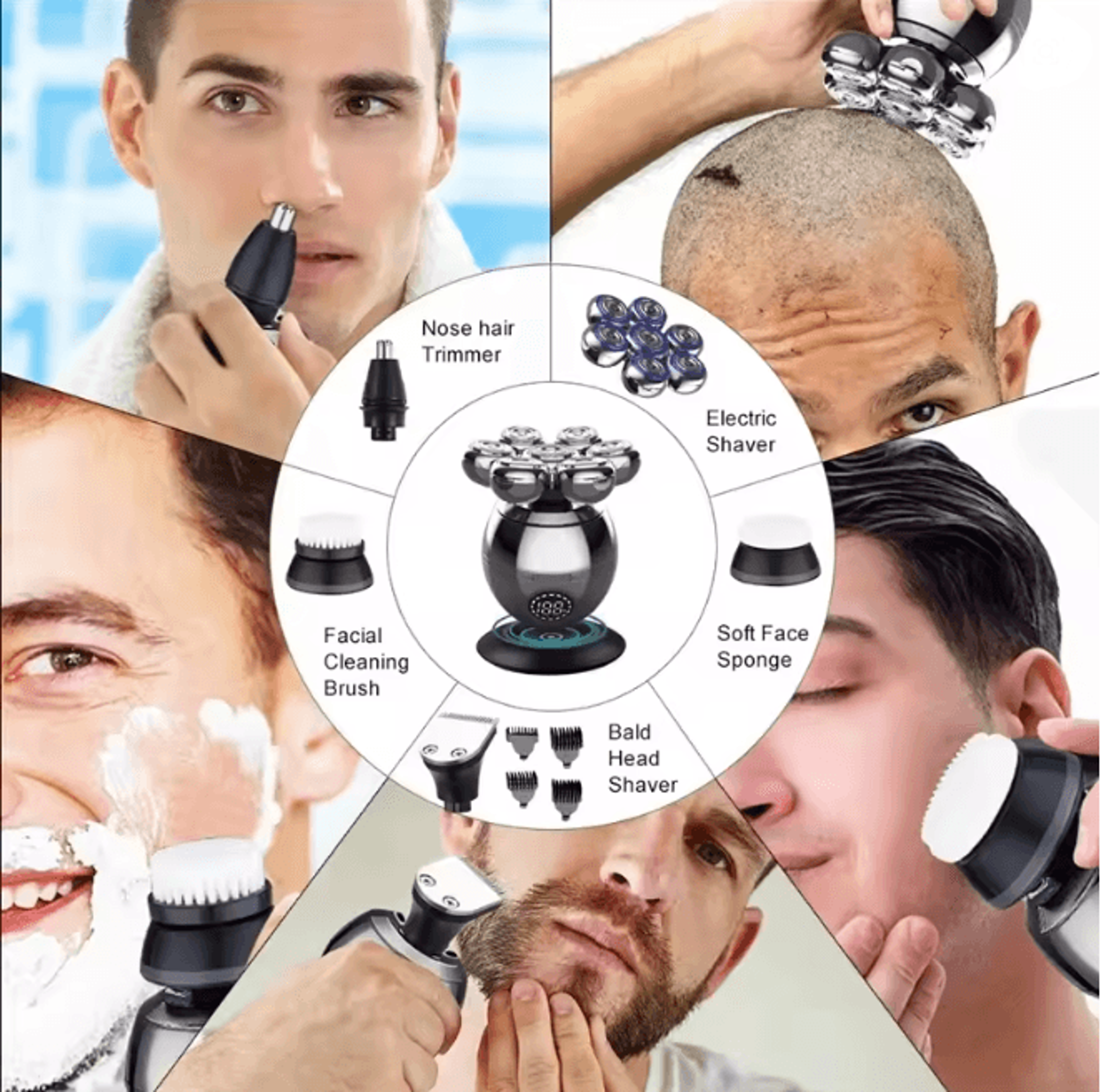 FlexGlide 7D Electric Shaver Waterproof Mens Beard And Head Groomer 1