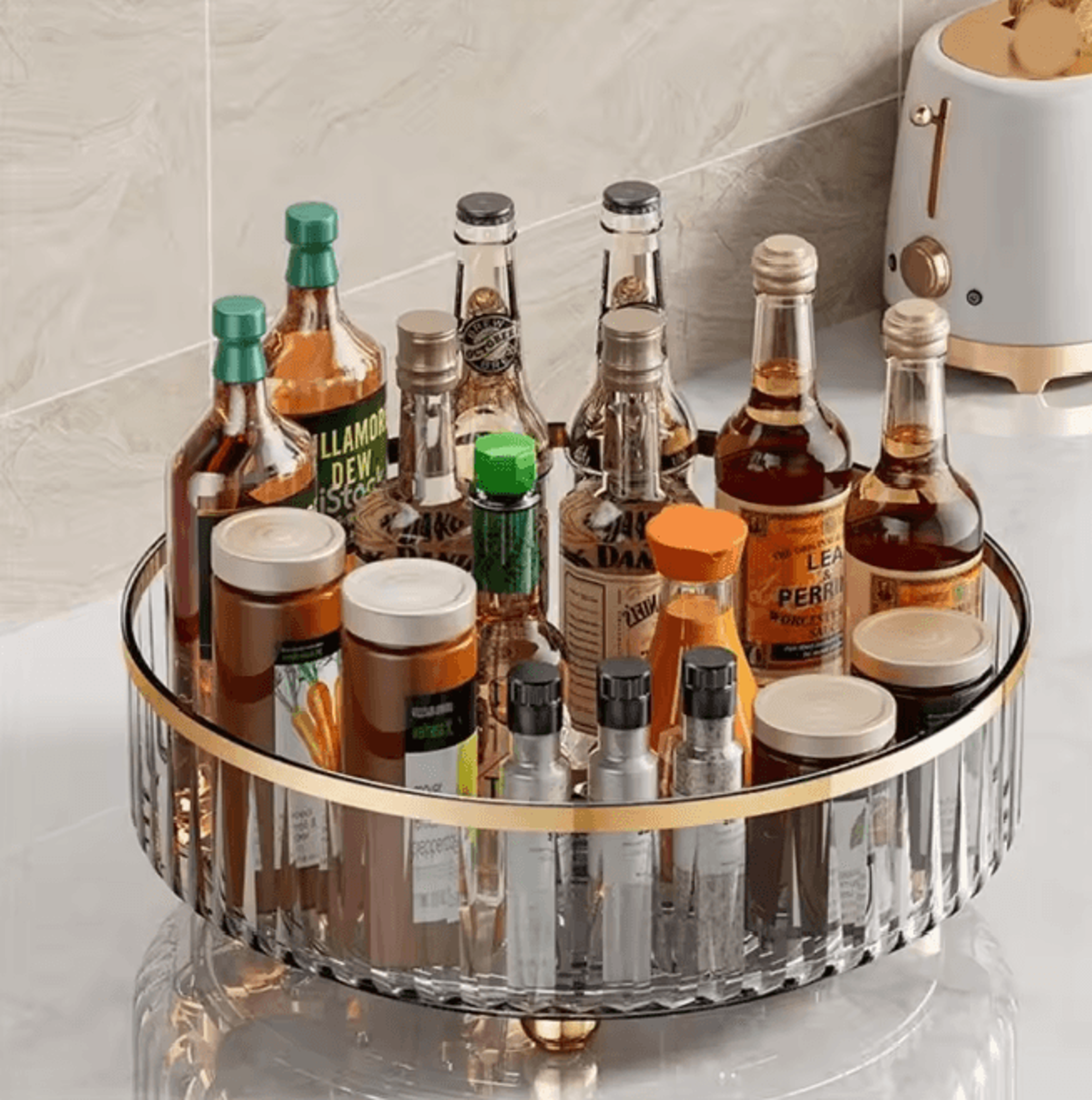 SpinClear Rotating Pantry Organizer Round Clear Storage Container 3