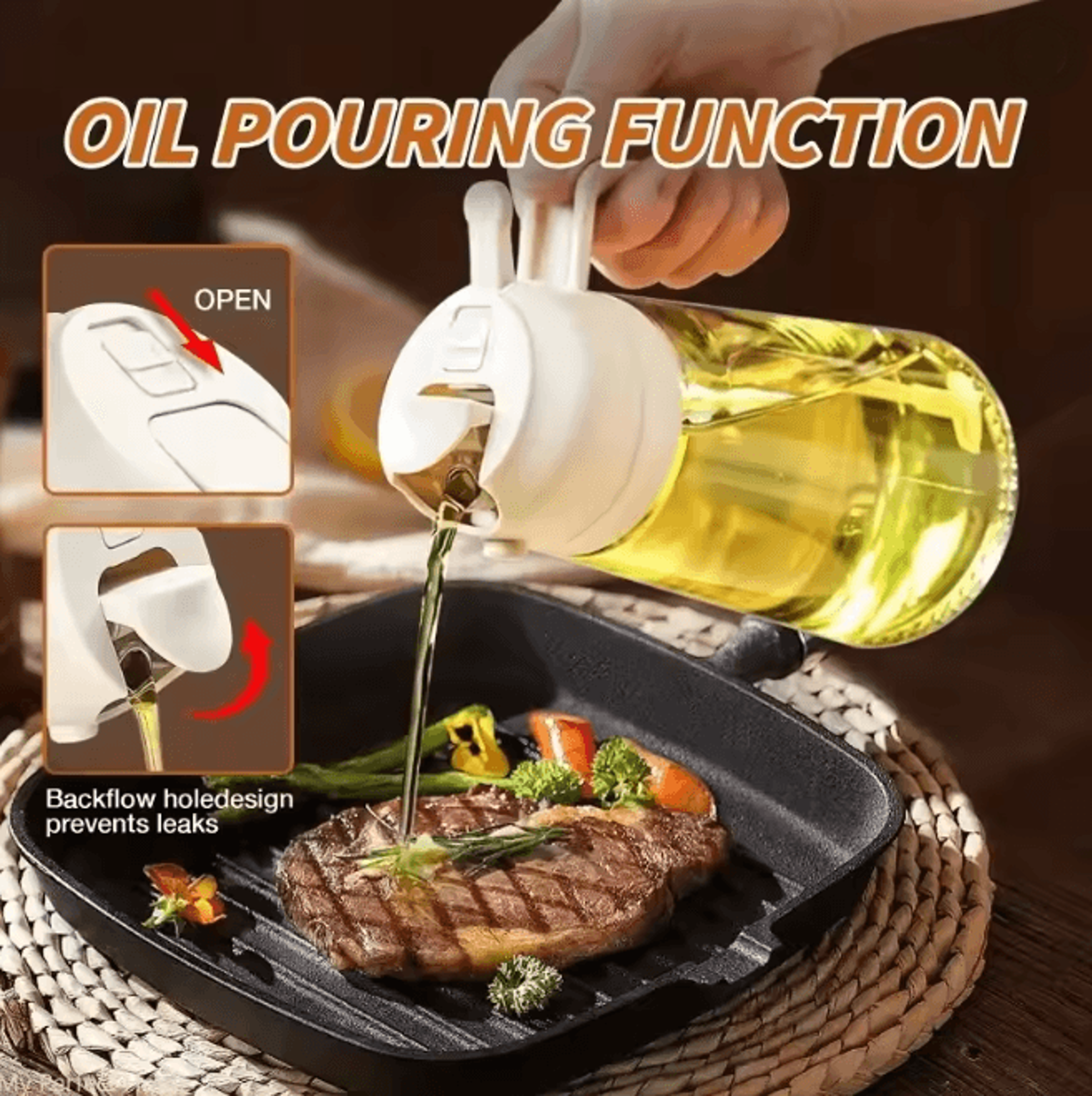 PurePour Two In One Oil Spray Bottle 500ml Kitchen Cooking Dispenser 4