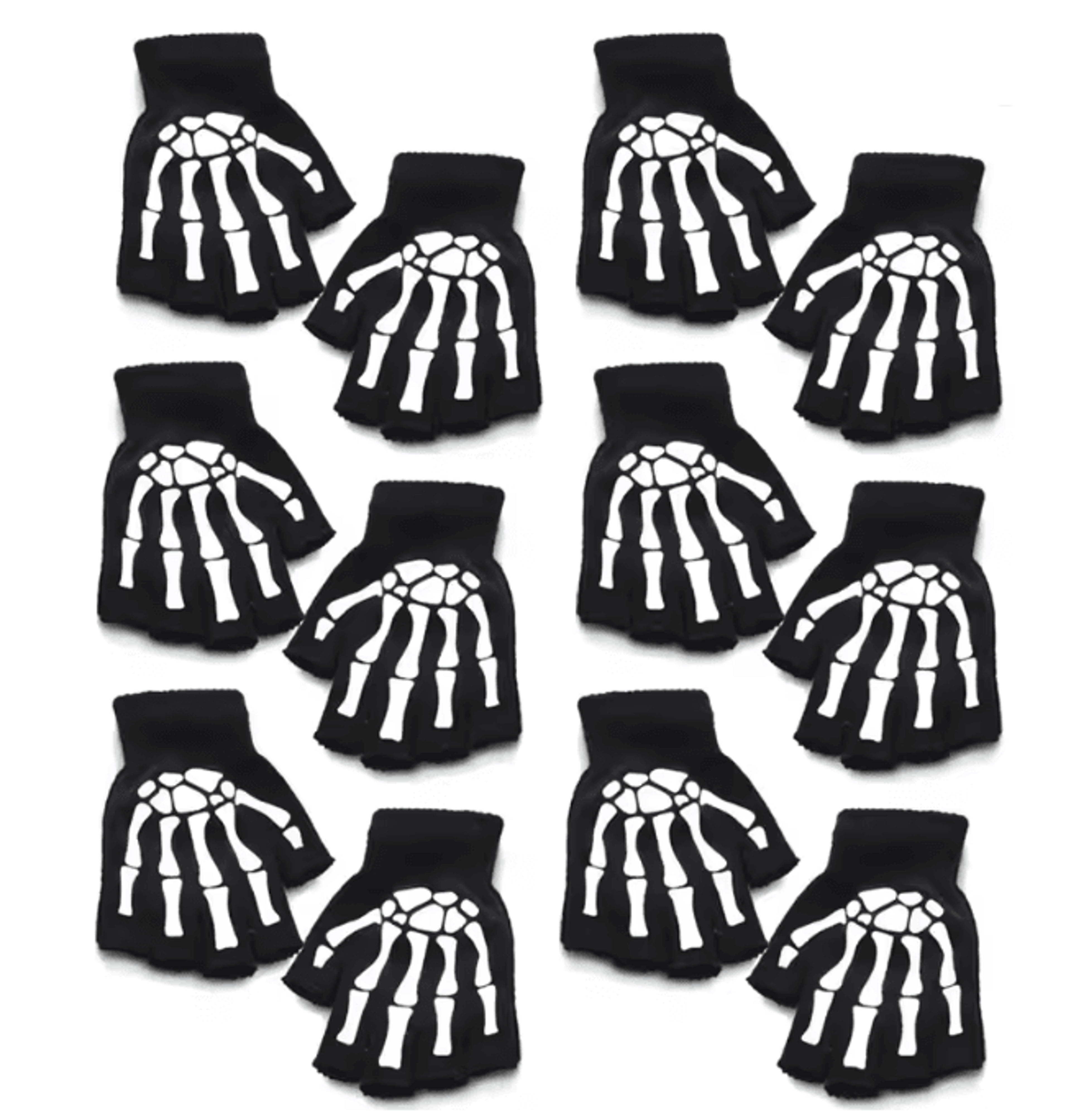 GlowSkull Halloween Skeleton Half Finger Gloves 17