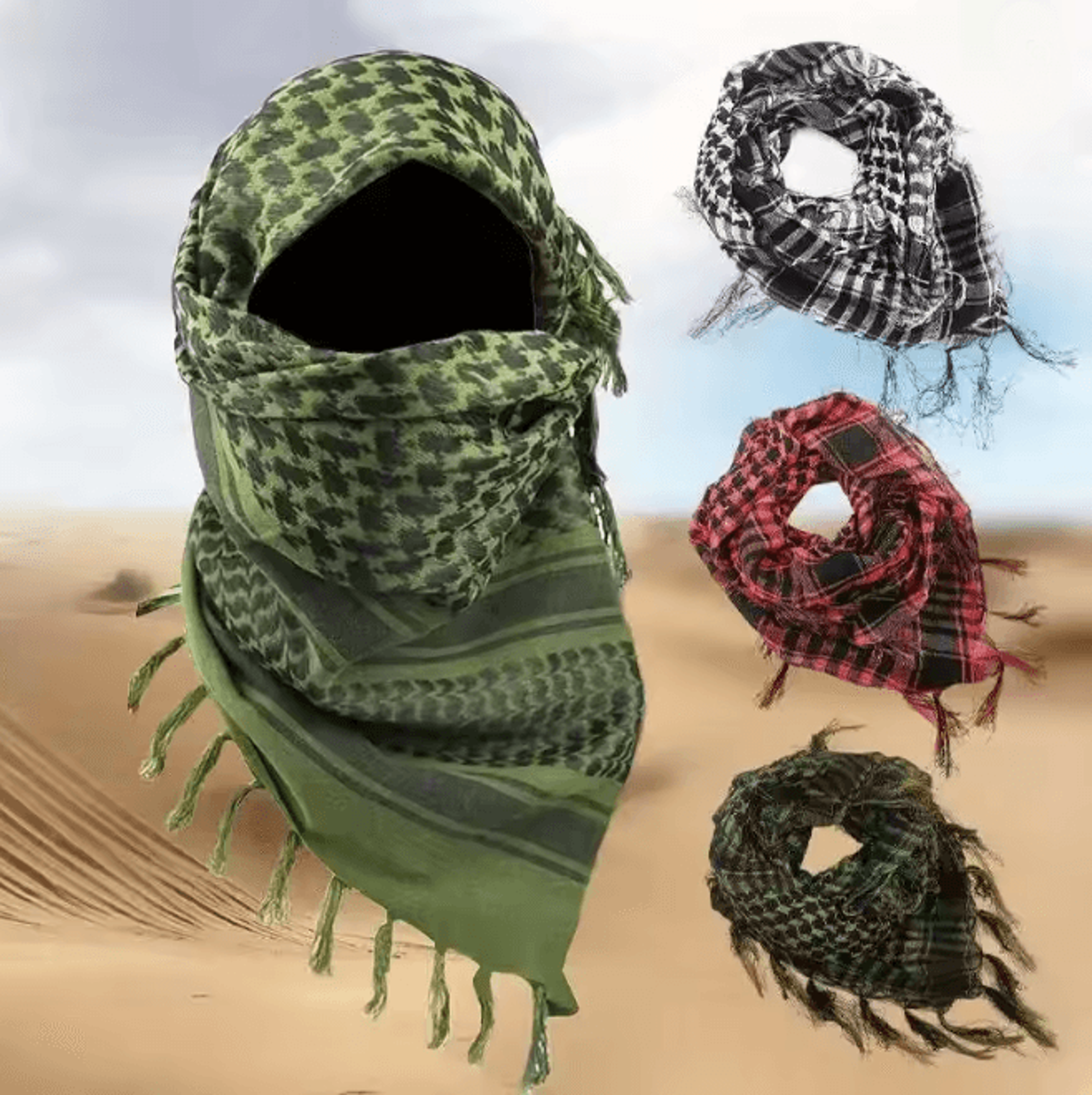 Tactical Desert Shemagh Scarf Lightweight Knitted Headscarf 0