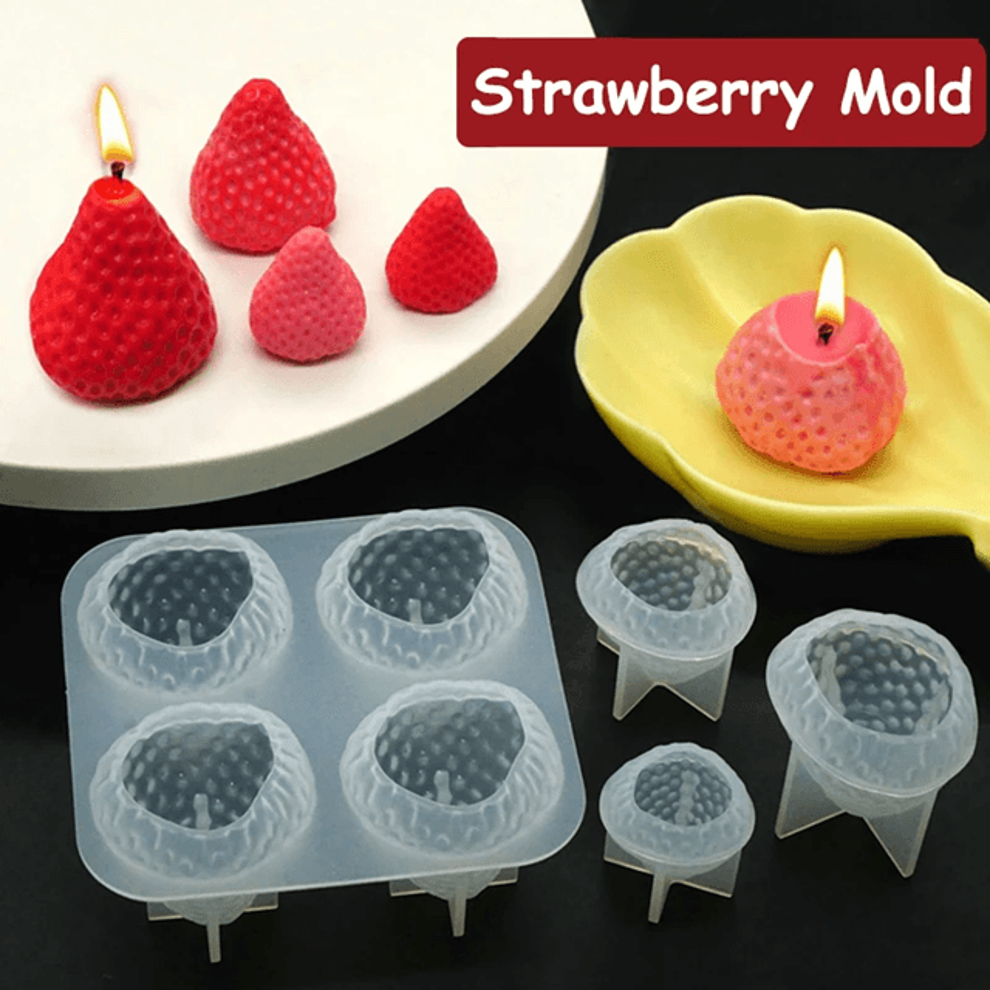 3D Strawberry Silicone Candle Mold For DIY Candle Making And Home Decor 0