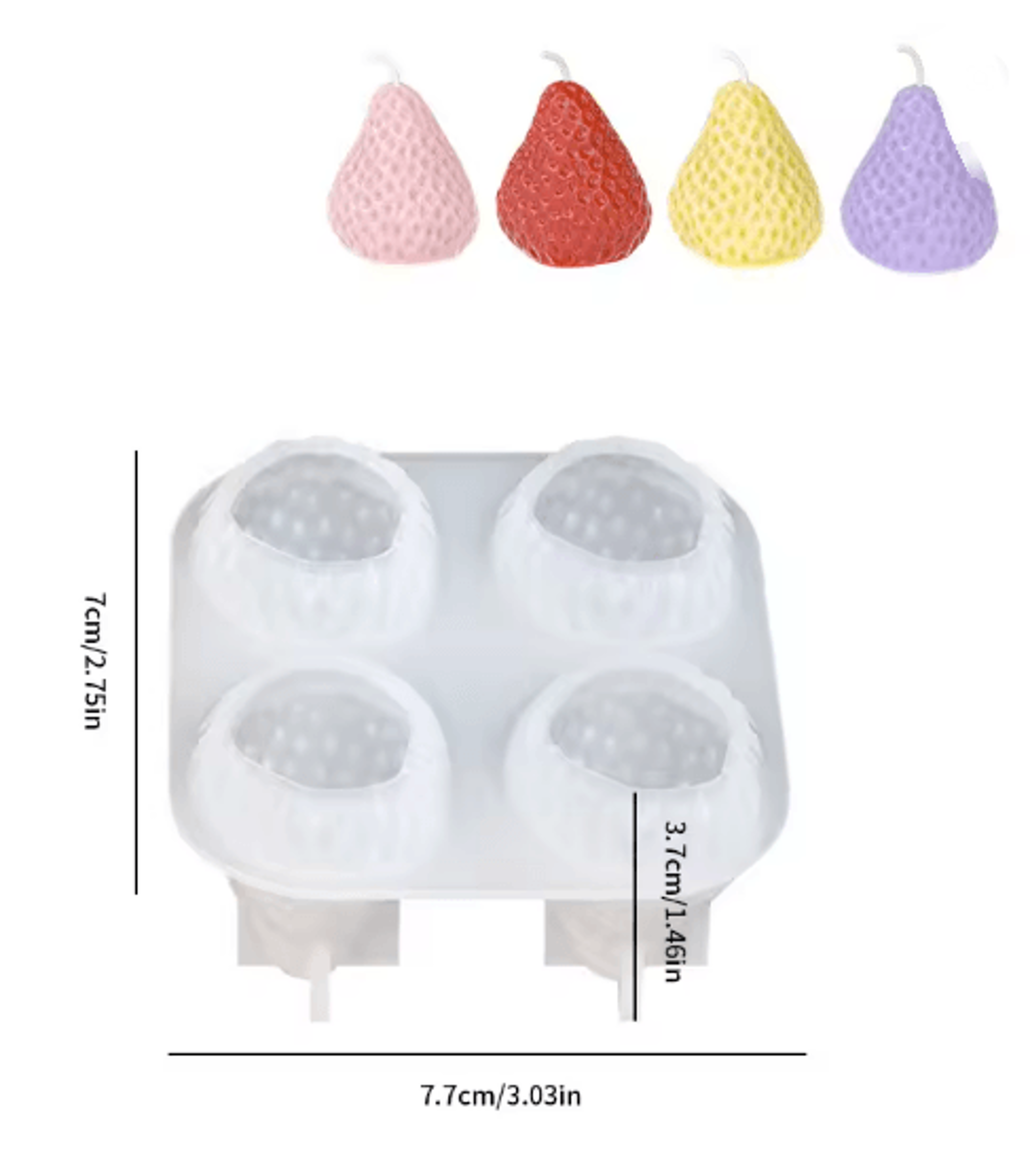 3D Strawberry Silicone Candle Mold For DIY Candle Making And Home Decor 3