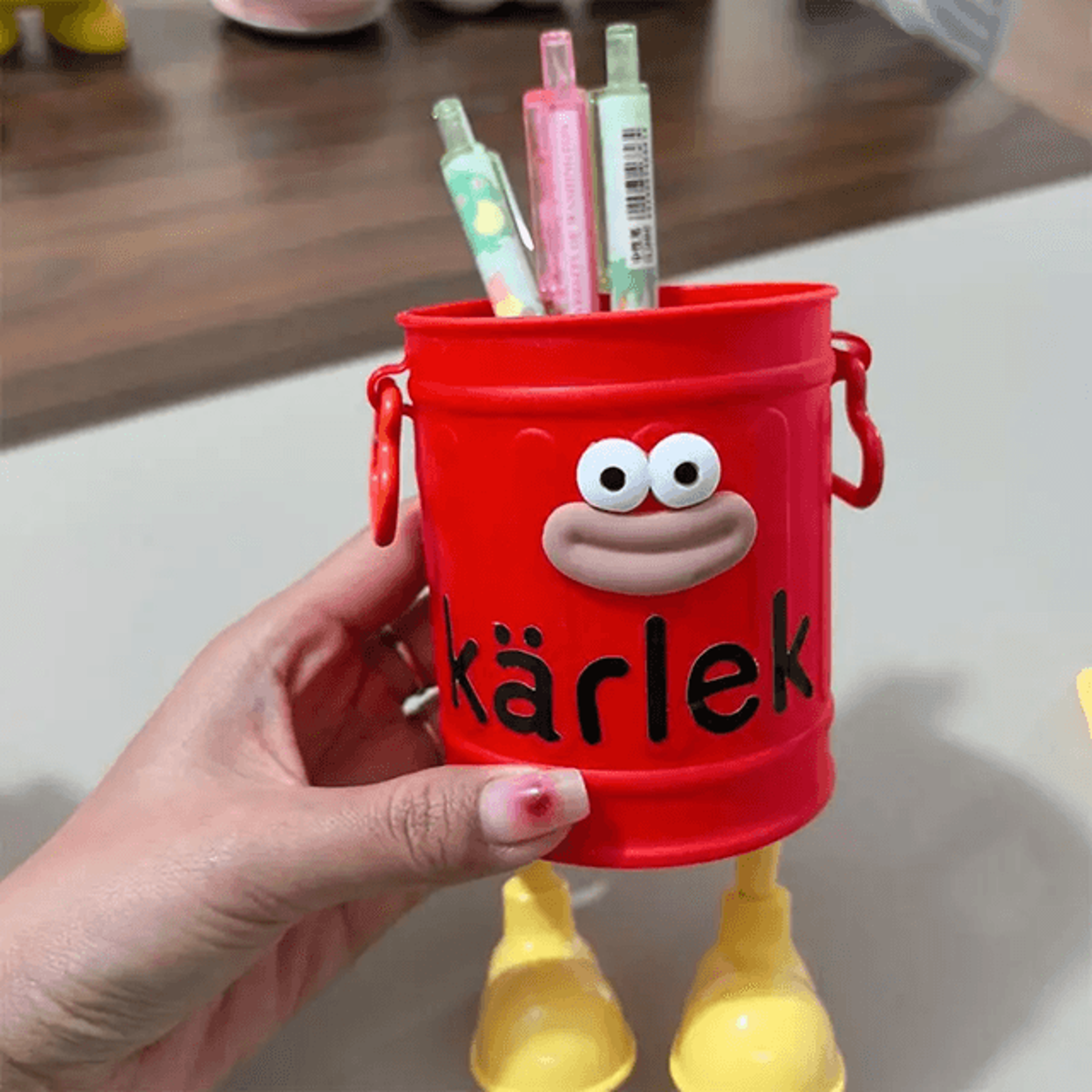 Cute Desk Pen Holder Plastic Office Storage Organizer 3