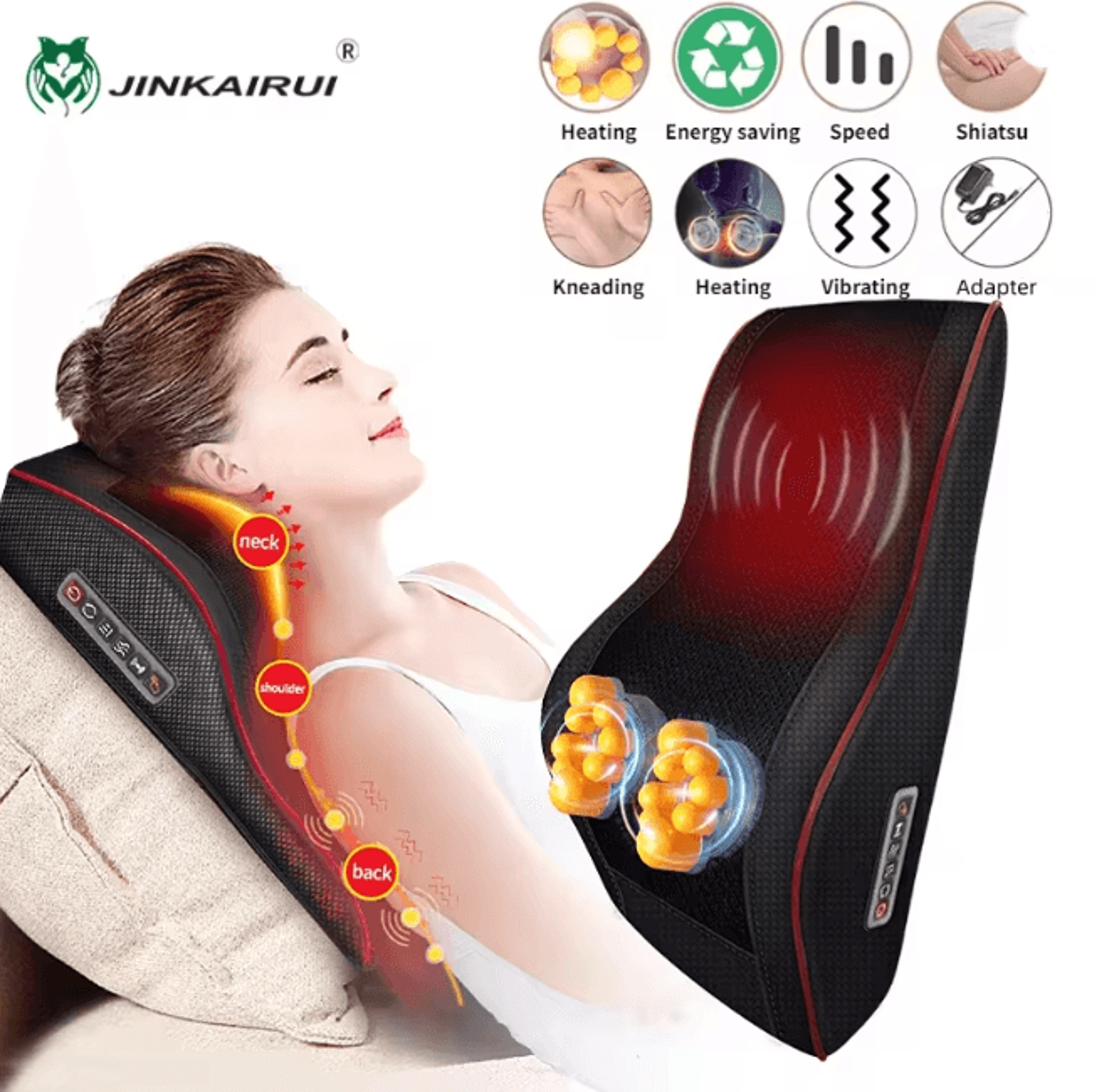 3 In 1 Shiatsu Massage Pillow For Neck Back And Shoulder Pain Relief 0