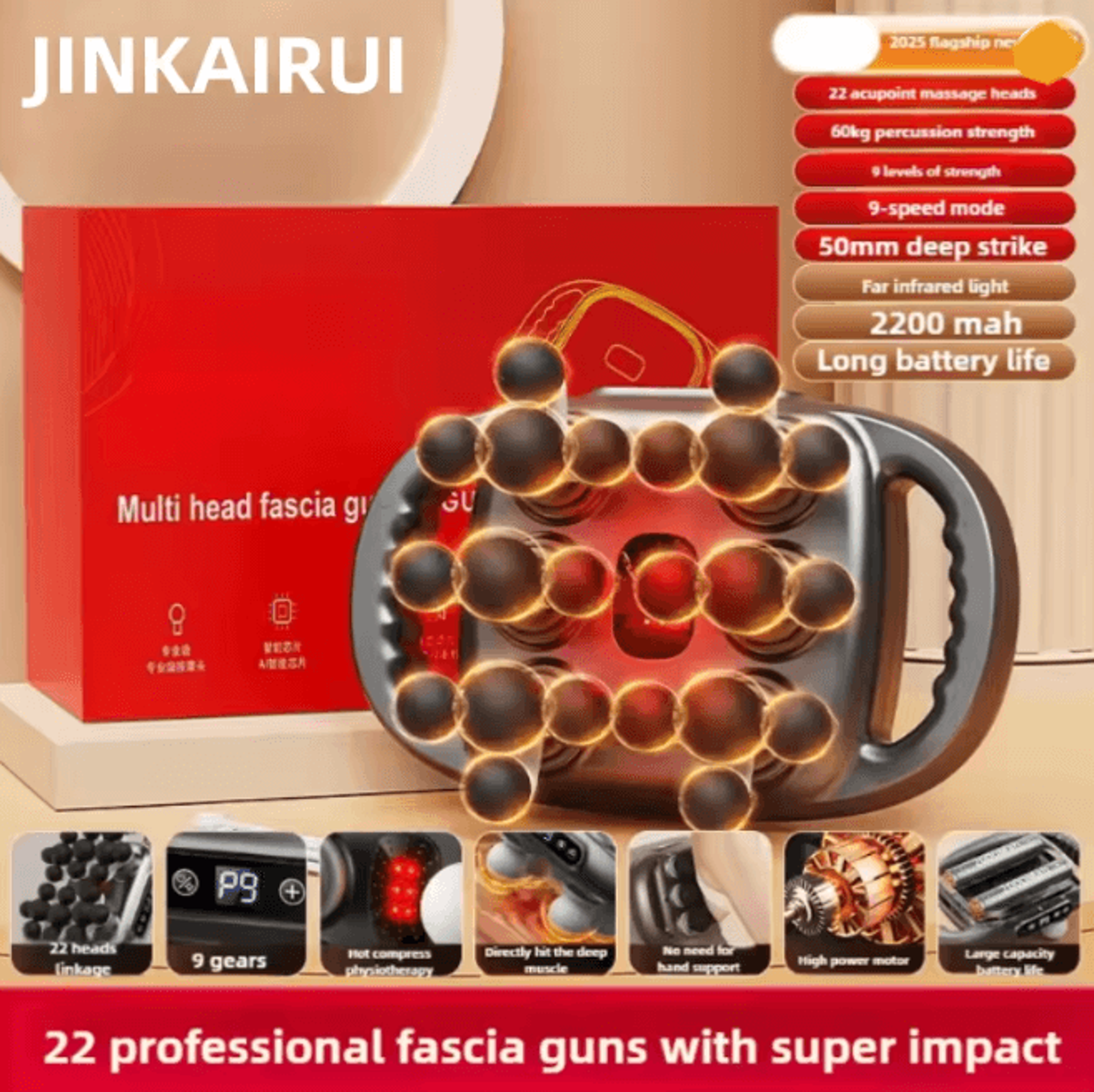 Professional Deep Tissue Massage Gun With 24 Heads High Power Muscle Relief 5